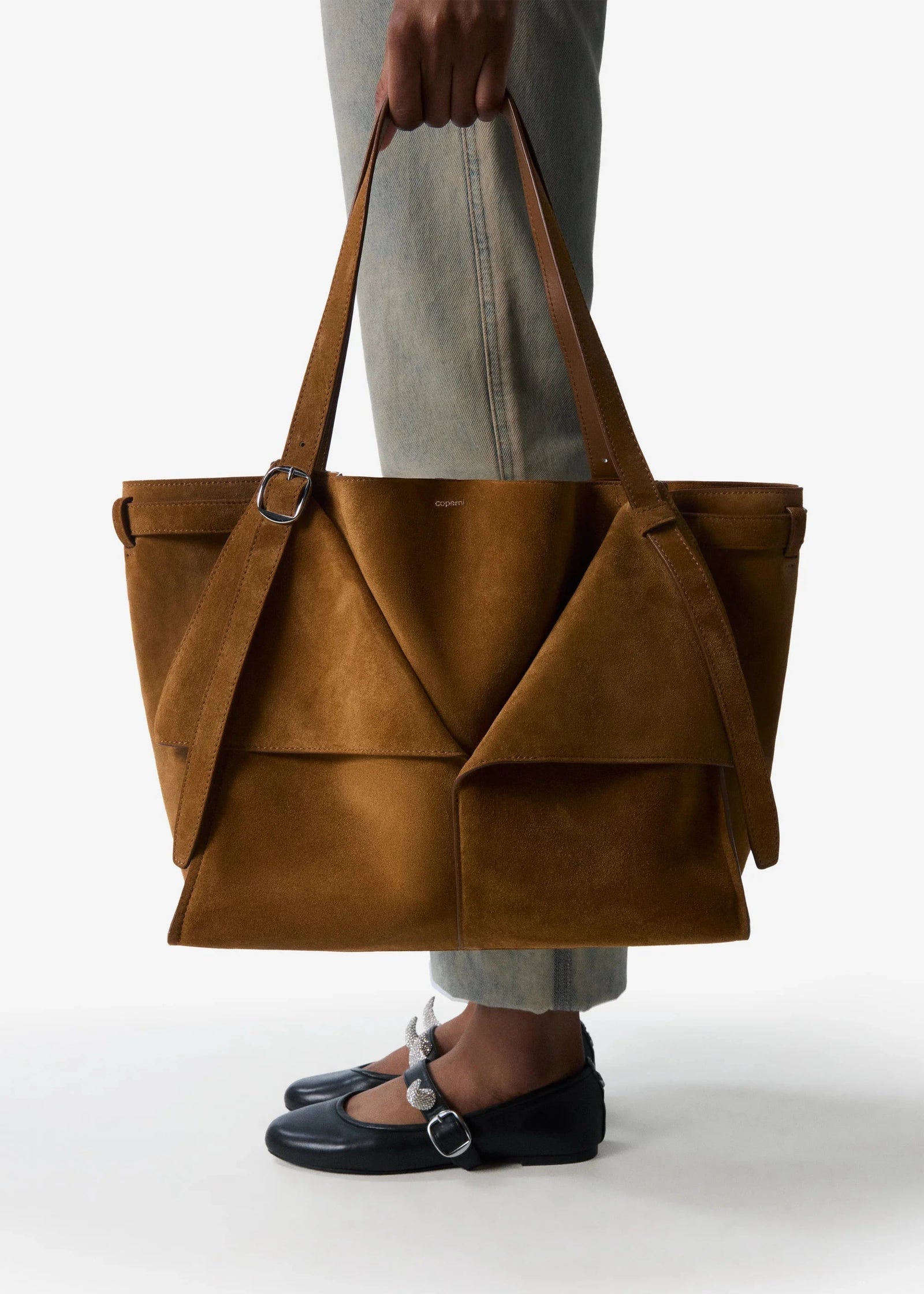 Suede Belt Cabas Bag / Brown Womens Coperni