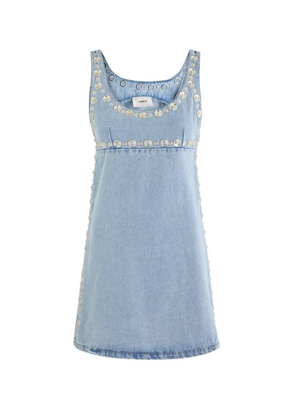 Coperni // Woven Studded Denim Mini Dress / Blue - Seletti