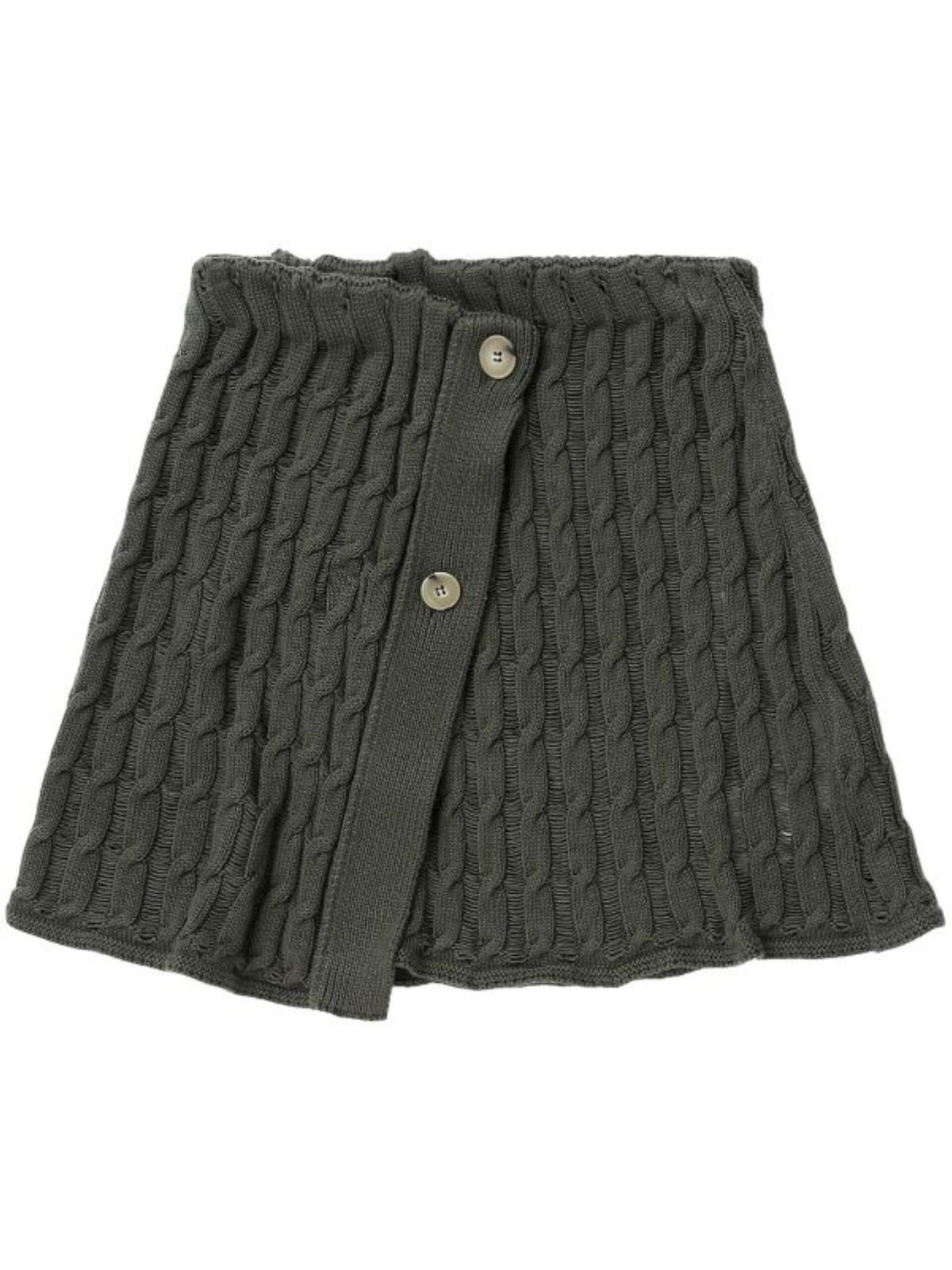 Ajour Knitted Wrap Skirt / Military Green Womens HALFBOY 