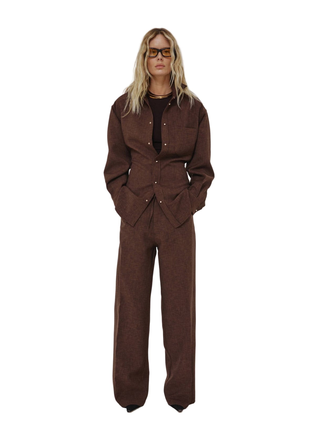 Anne Comfort Suit Tailored Shirt / Brown Womens Darkpark 
