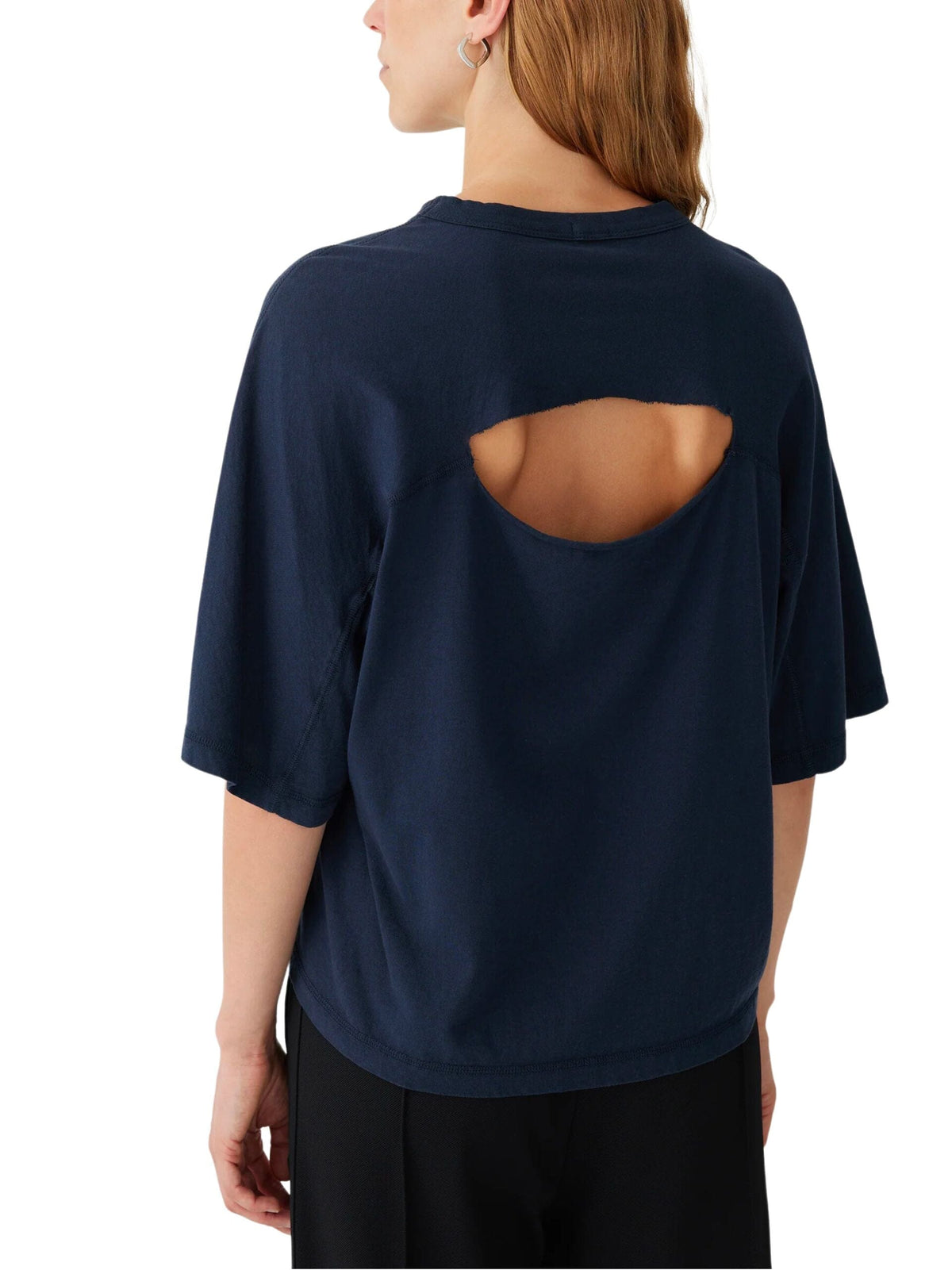 Back Splice Boxy Short Sleeve T-Shirt / Blue Ink Womens Bassike 