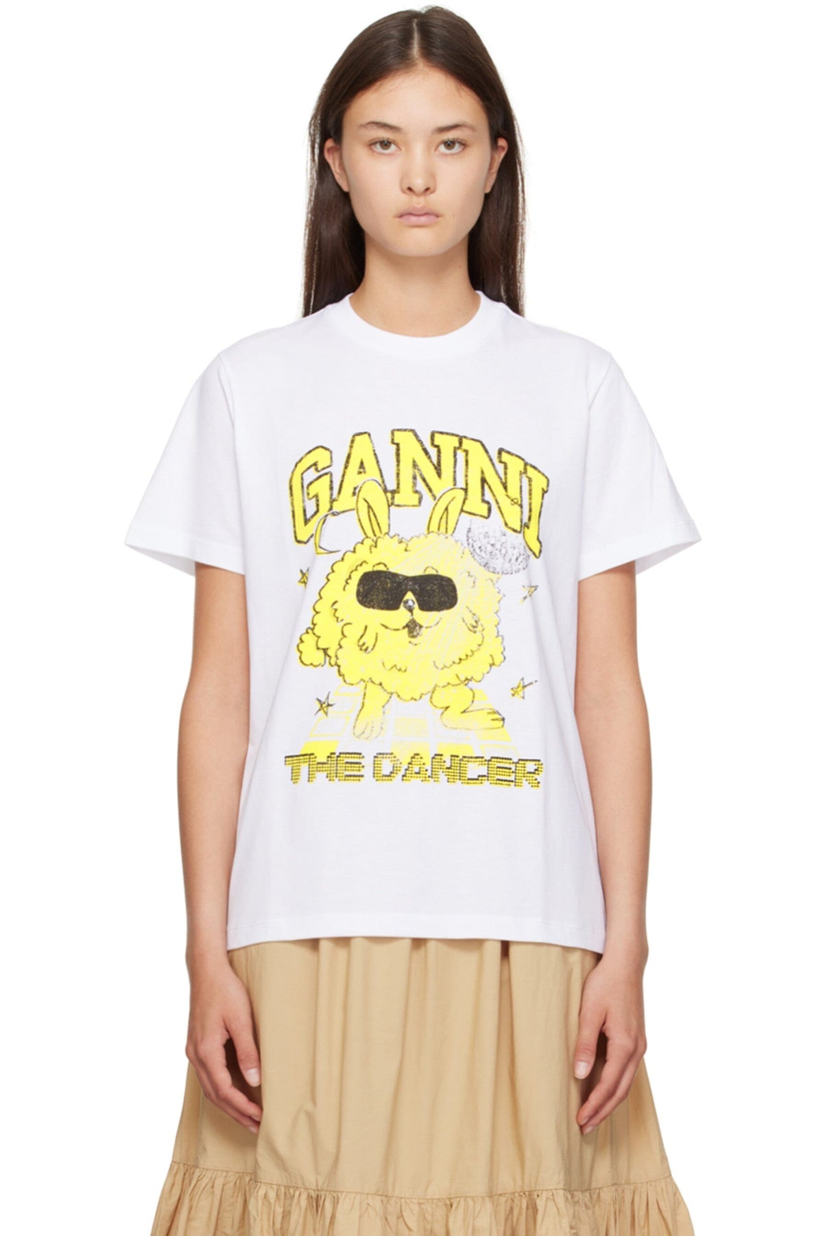 Basic Jersey Dance Bunny Relaxed T-shirt / Bright White Womens GANNI 