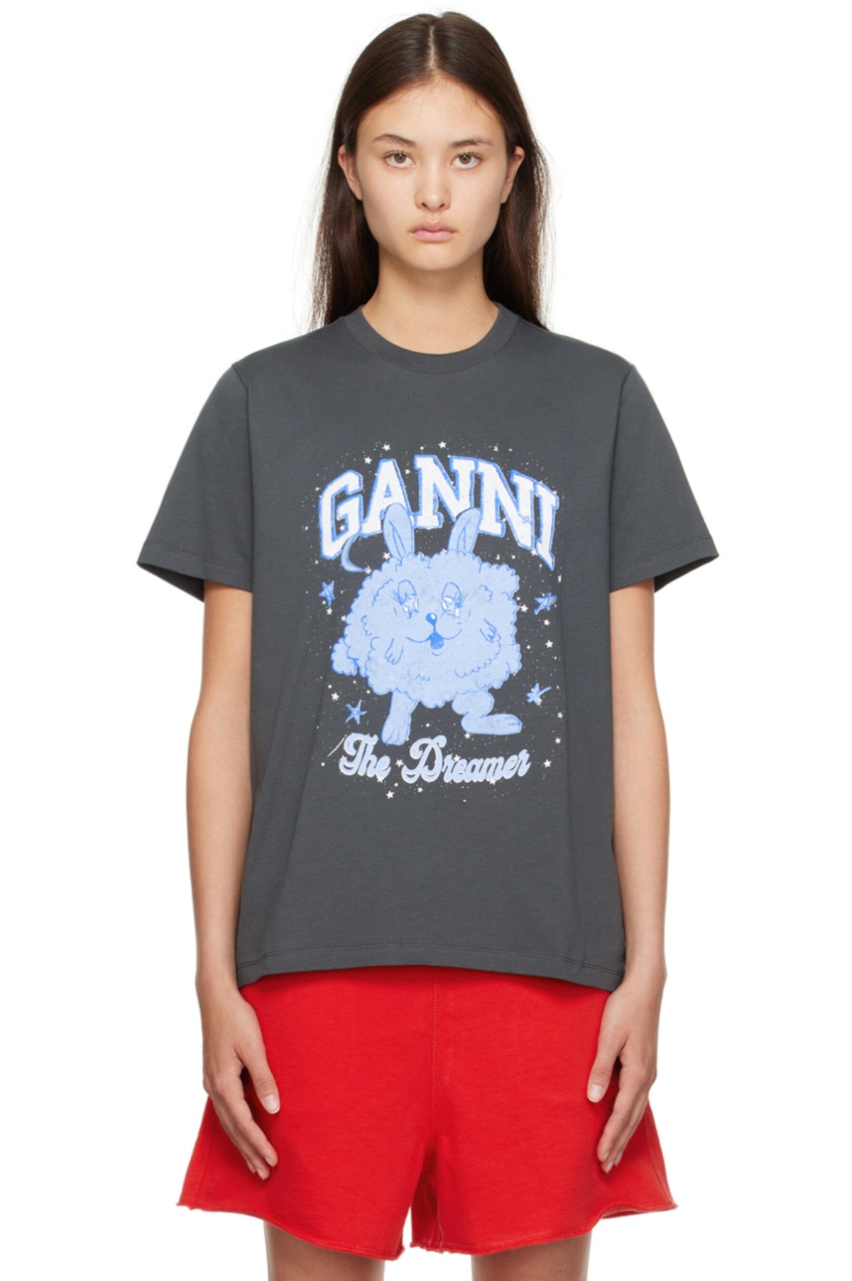 Basic Jersey Dream Bunny Relaxed T-shirt / Volcanic Ash Womens GANNI 