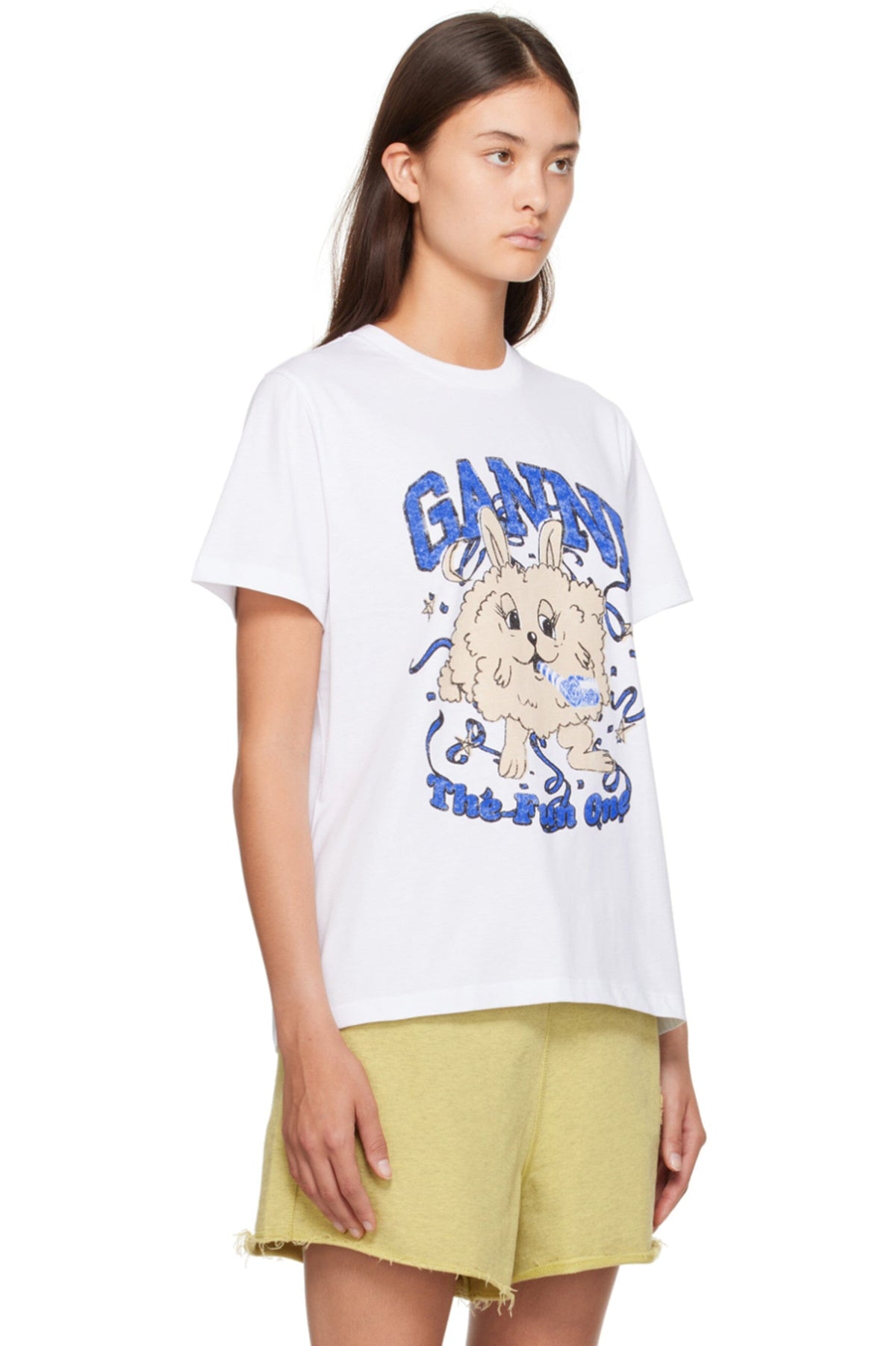 Basic Jersey Fun Bunny Relaxed T-Shirt / Bright White Womens GANNI 