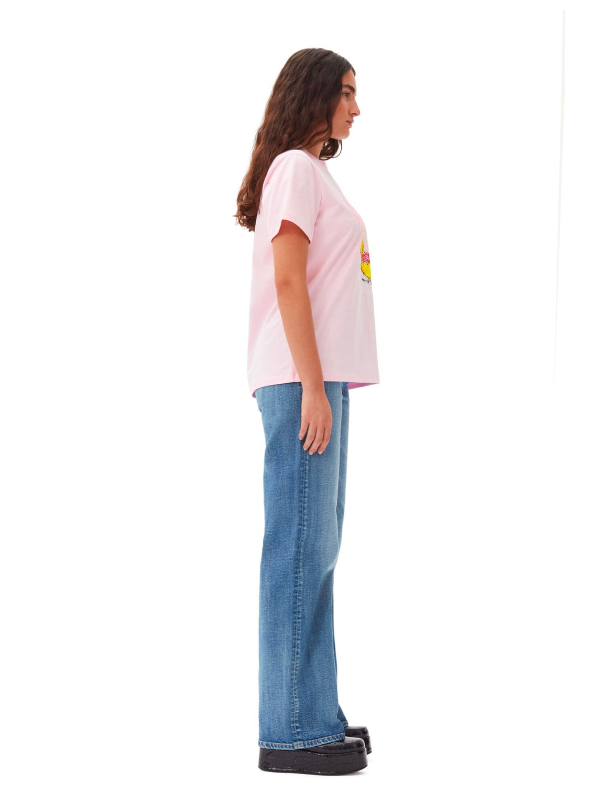 Basic Jersey Grapefruit Relaxed T-shirt / Chalk Pink Womens GANNI 