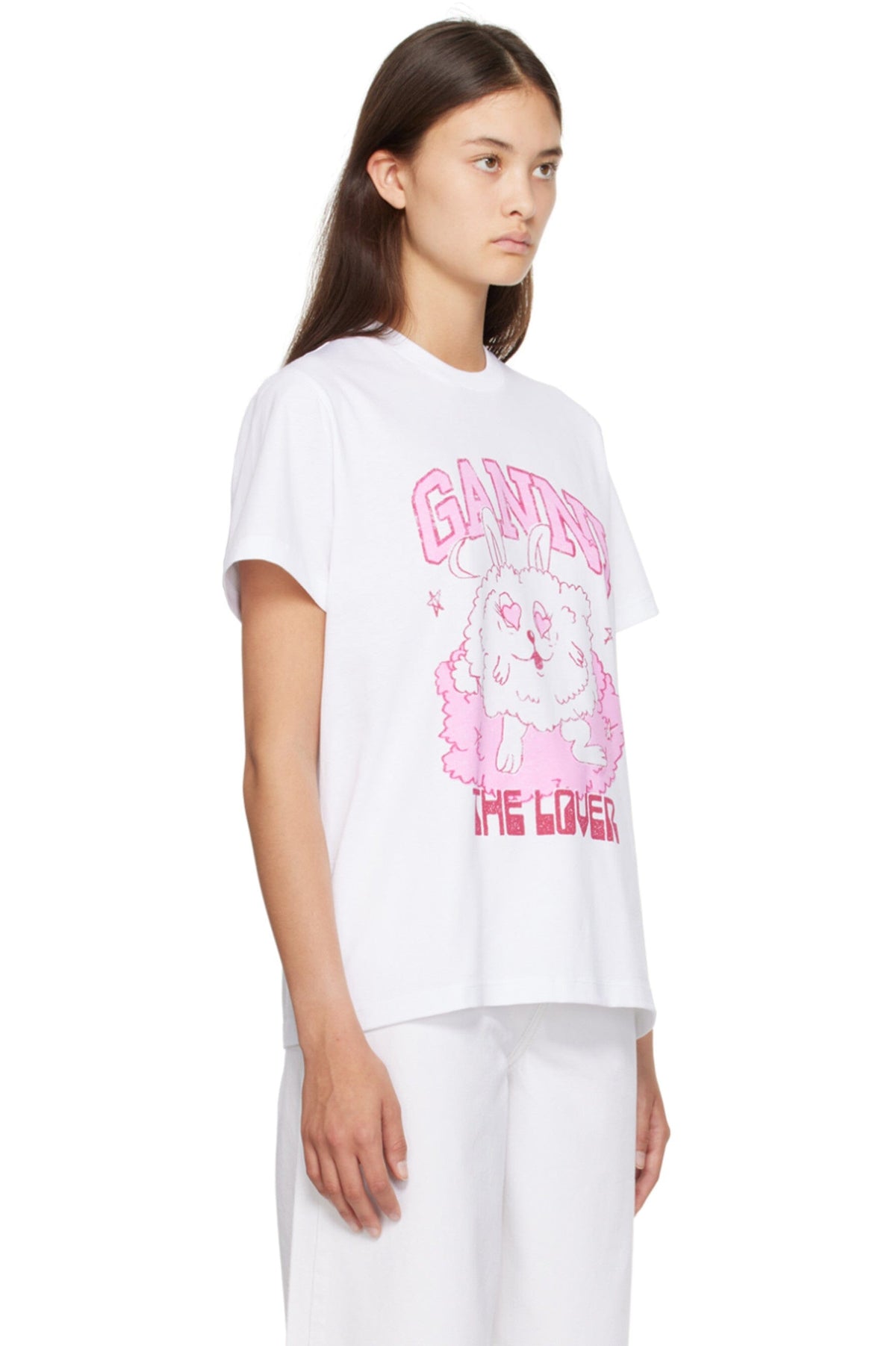 Basic Jersey Love Bunny Relaxed T-shirt / Bright White Womens GANNI 