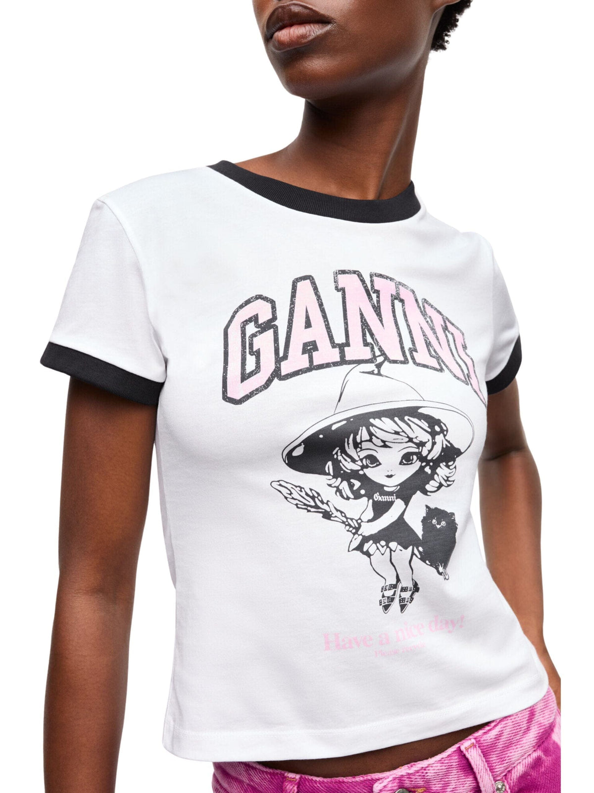 Basic Jersey Witch Small T-Shirt / Bright White Womens GANNI 