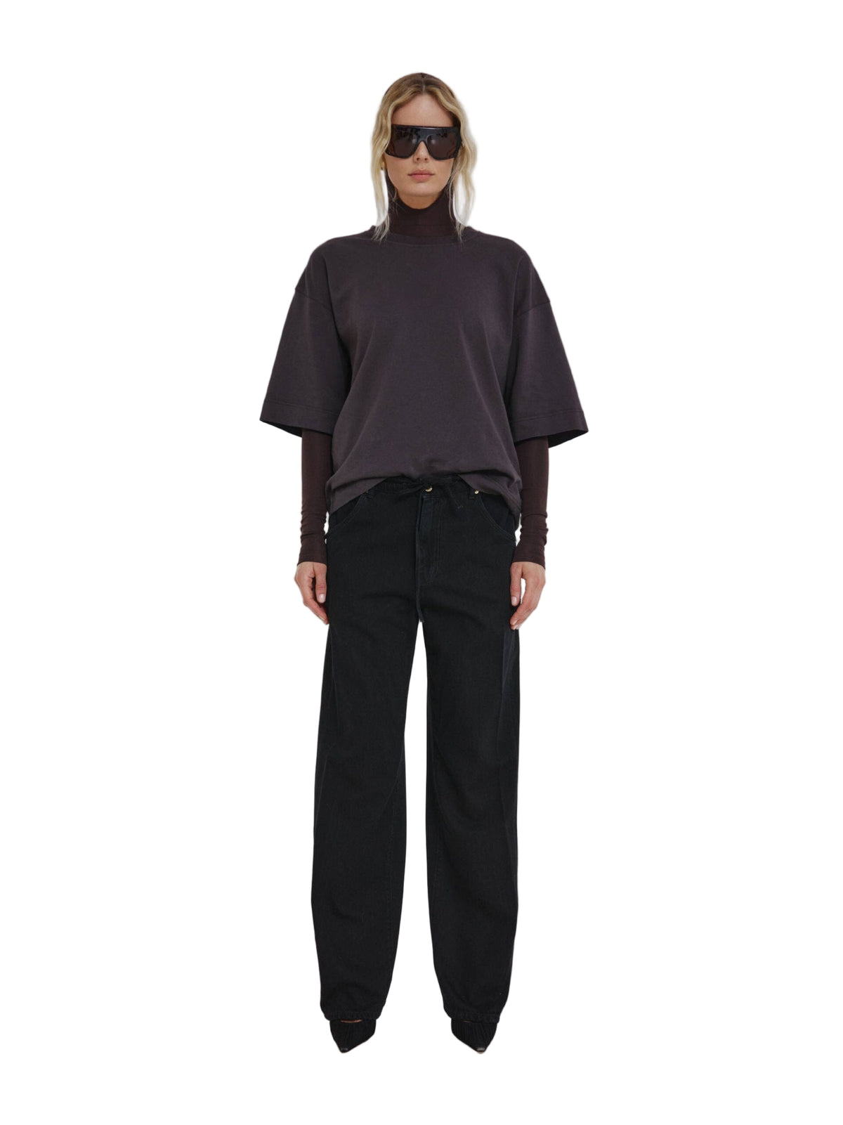 Billie Slim Fit Long Sleeve Hoodie Top / Dark Brown Womens Darkpark 