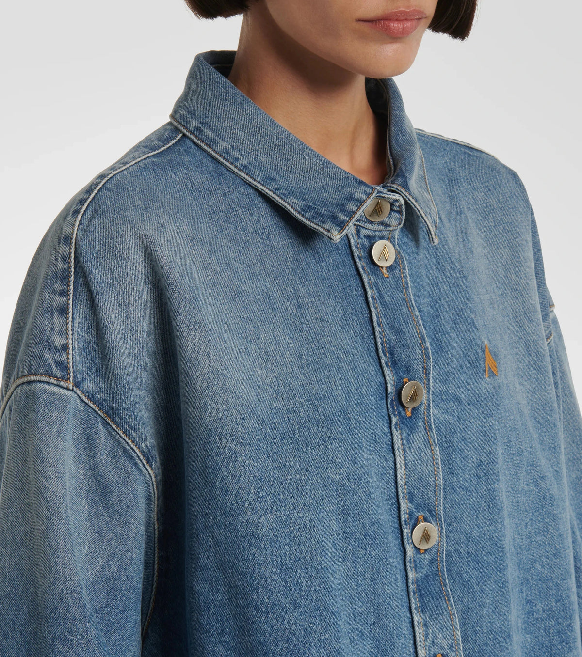 Bomber Washed Denim / Blue Womens The Attico 