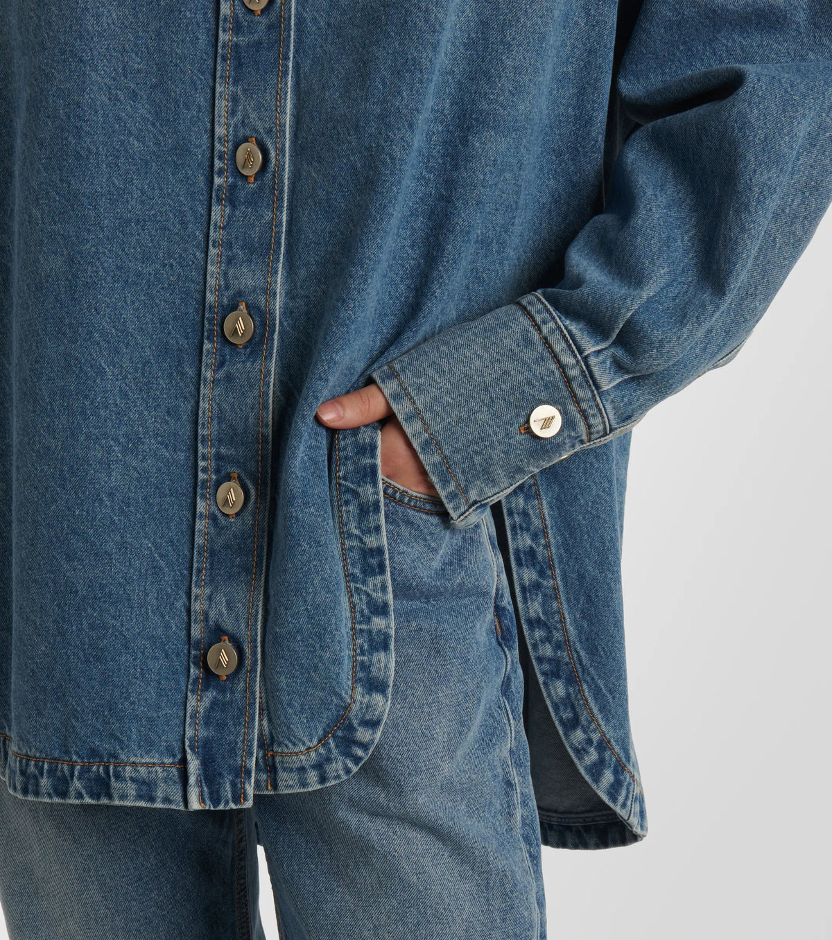 Bomber Washed Denim / Blue Womens The Attico 