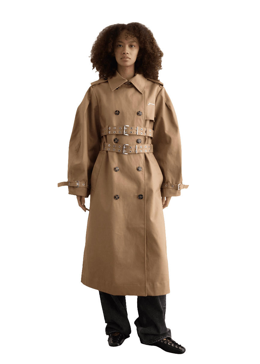 Bonded Cotton Trench Coat / Tigers Eye Womens GANNI 