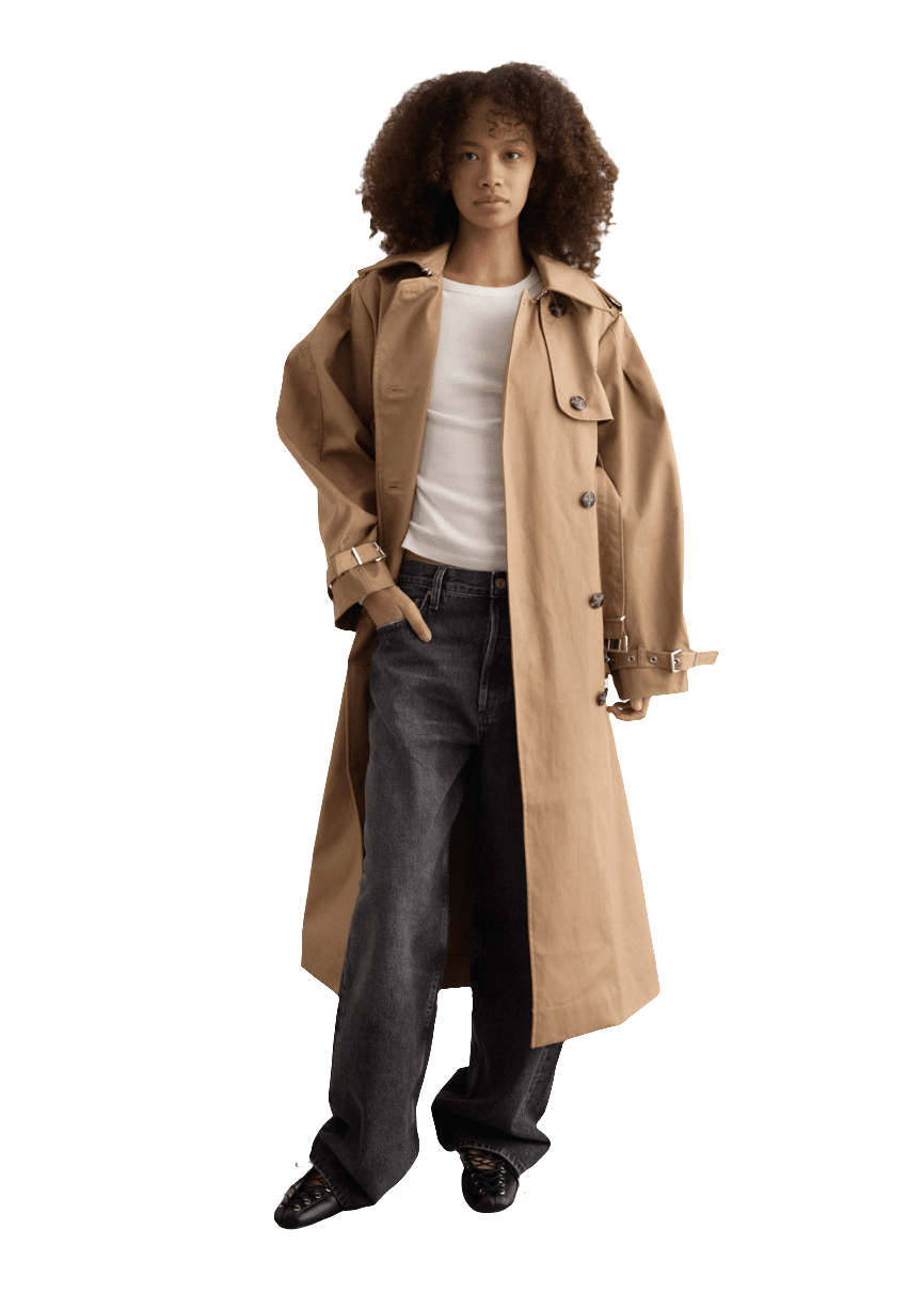 Bonded Cotton Trench Coat / Tigers Eye Womens GANNI 