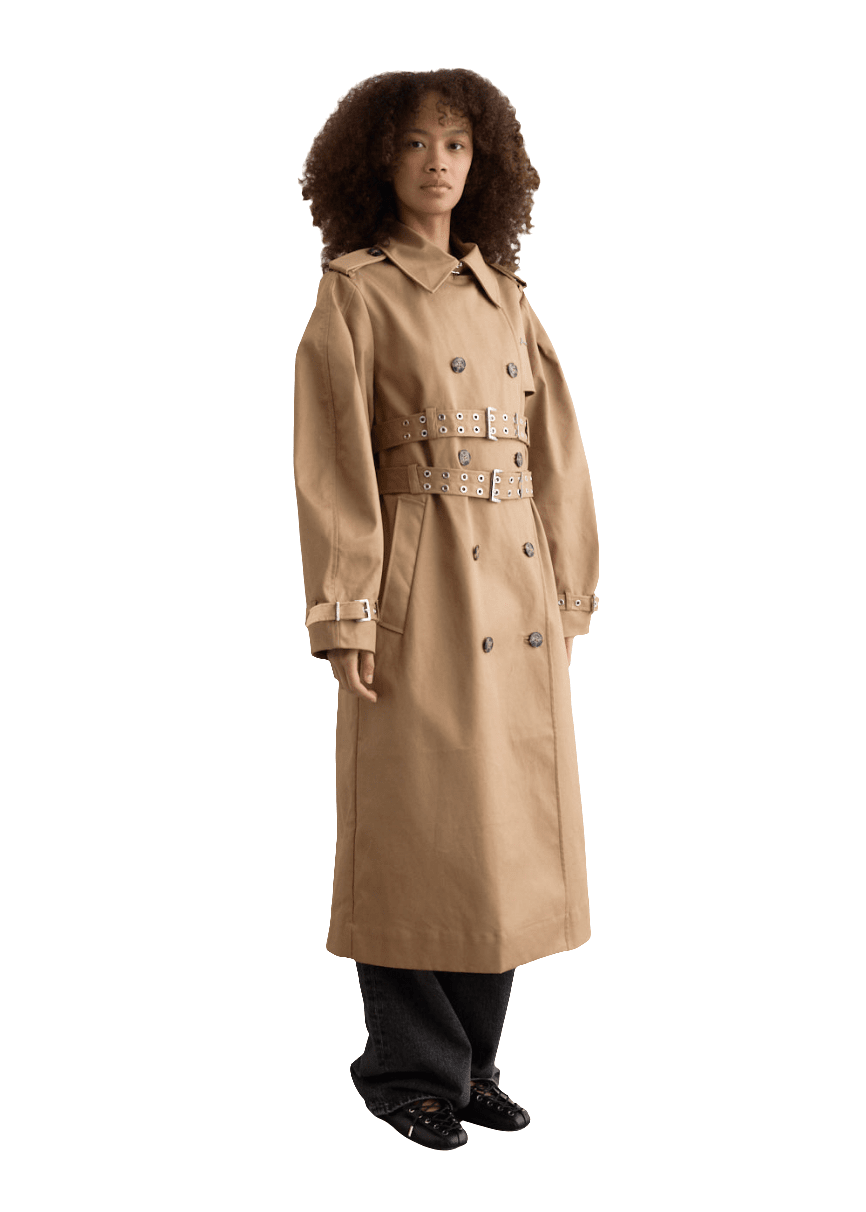 Bonded Cotton Trench Coat / Tigers Eye Womens GANNI 