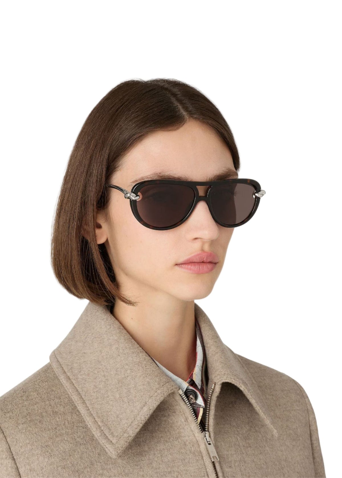 Bottega Veneta // Knot Aviator Sunglasses / Havana Womens Bottega Veneta 