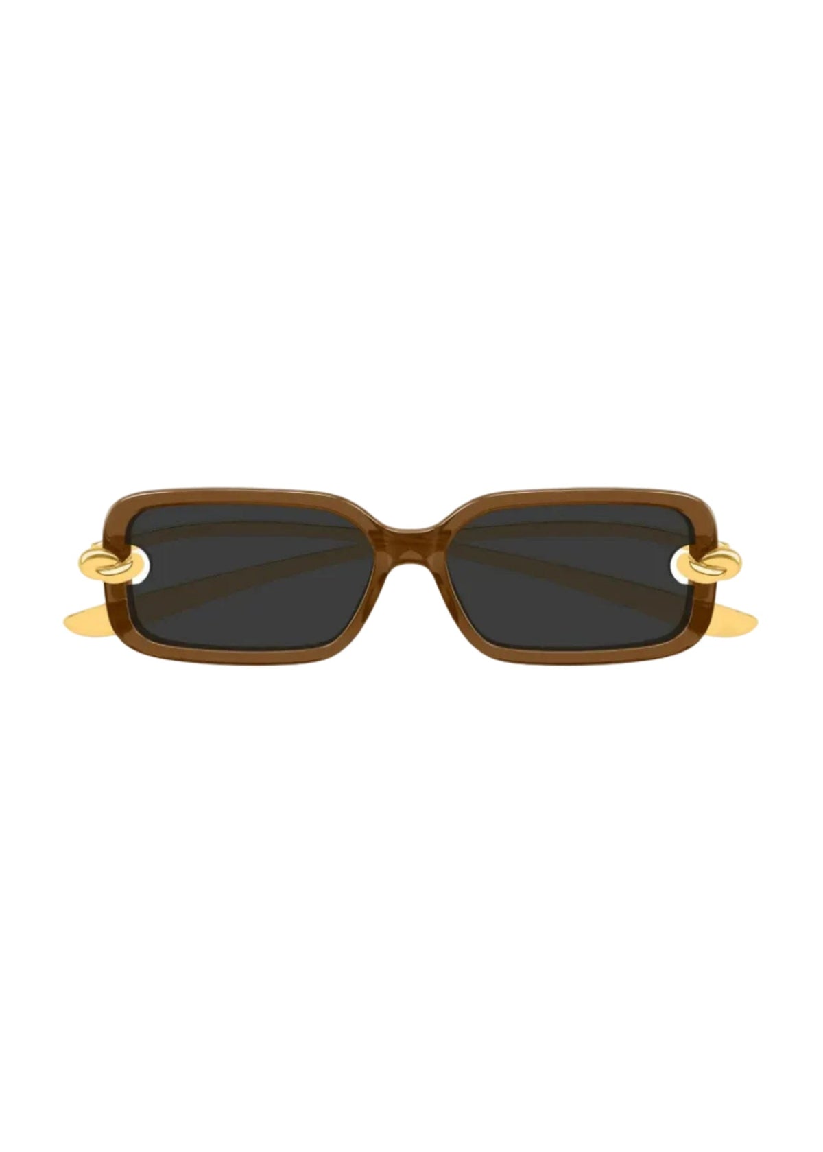 Bottega Veneta // Knot Rectangular Sunglasses / Brown Womens Bottega Veneta 