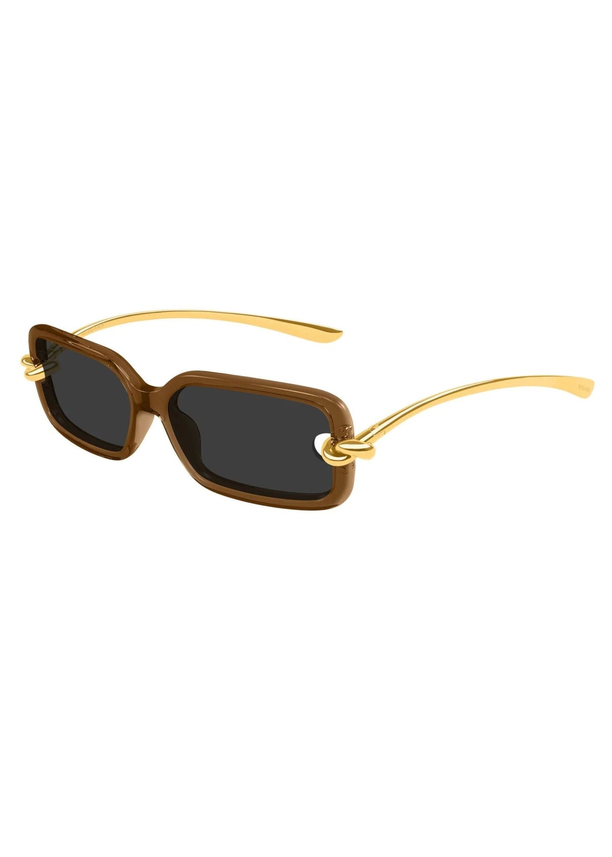 Bottega Veneta // Knot Rectangular Sunglasses / Brown Womens Bottega Veneta 