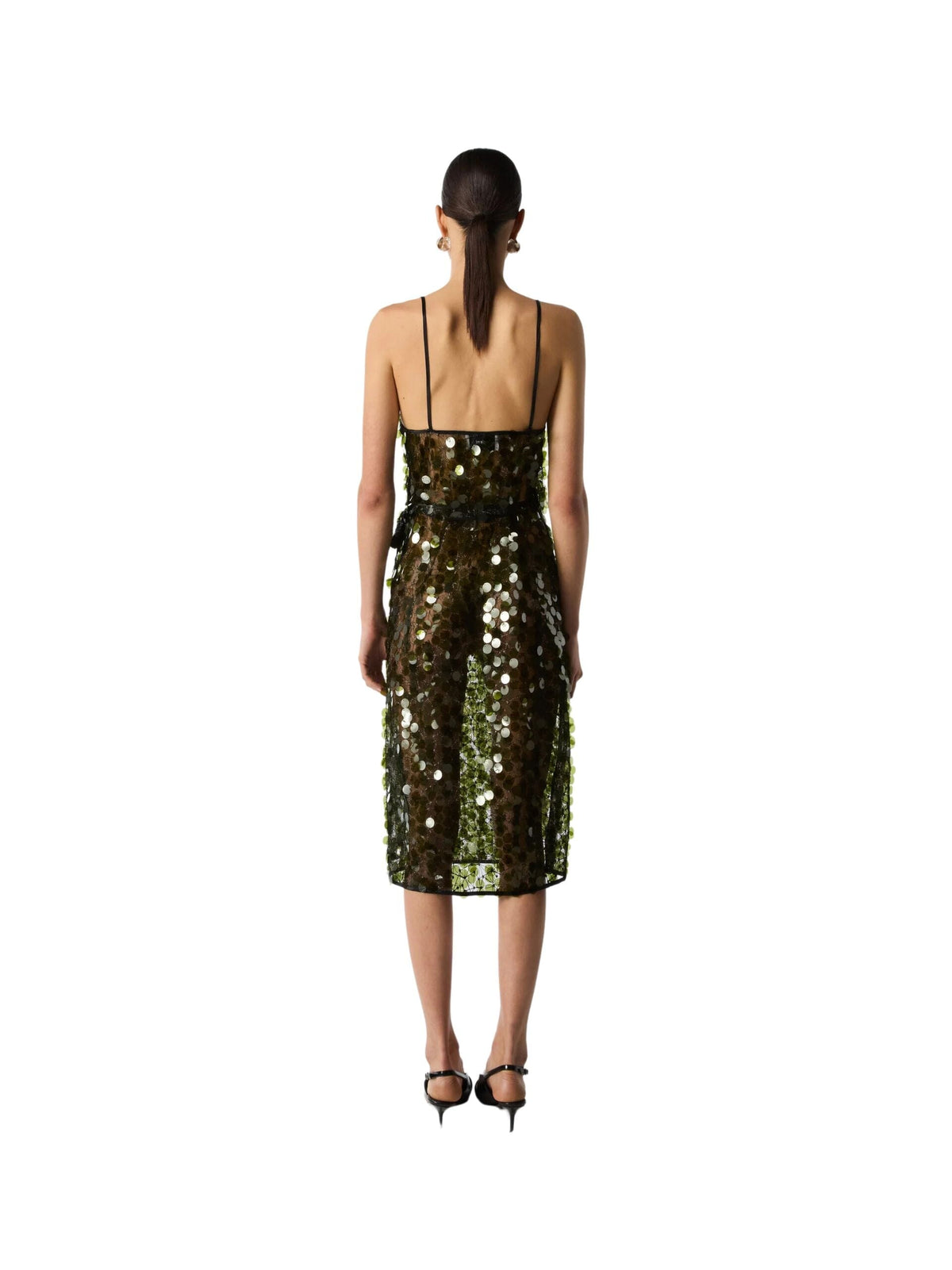 C-Logo Sequin Wrap Slip Dress / Green Womens Coperni 