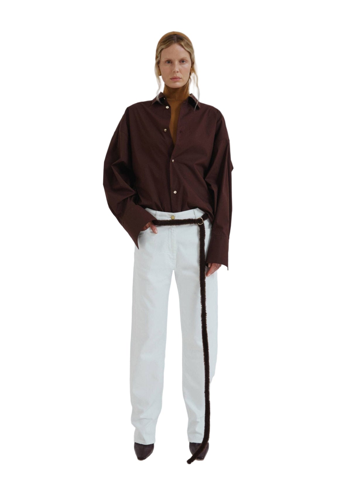 Carla Oversize Popeline Shirt / Brown Womens Darkpark 