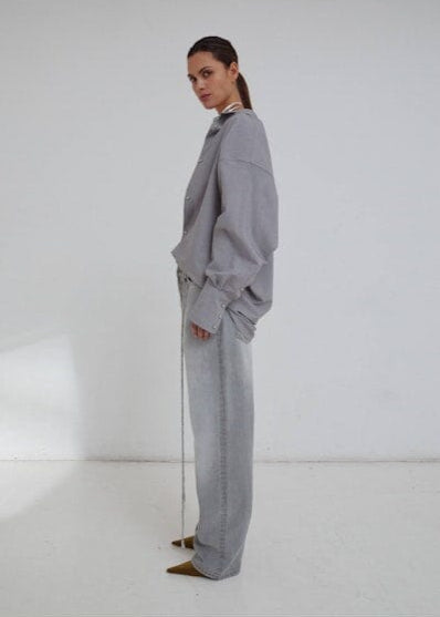 Carla Oversize Wool Shirt / Light Grey Womens Darkpark 