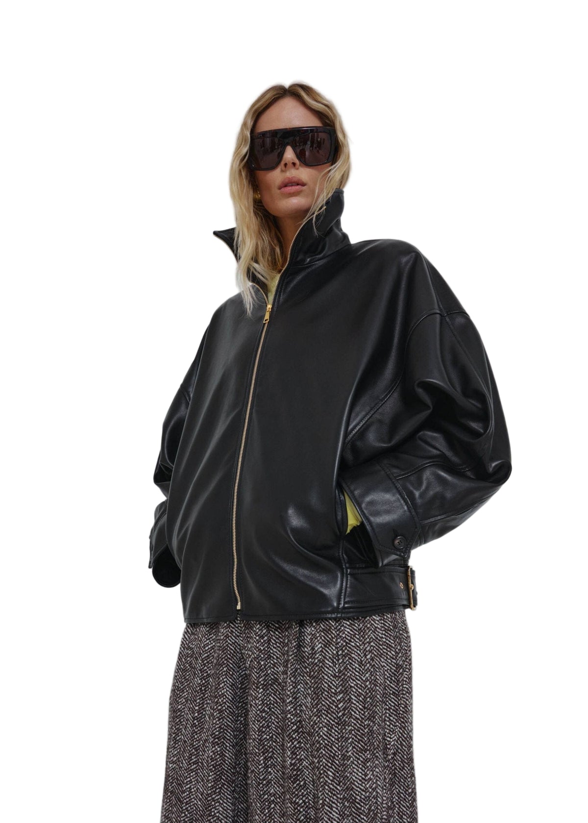 Celine Plonge Nappa Leather Aviator Bomber / Black Womens Darkpark 