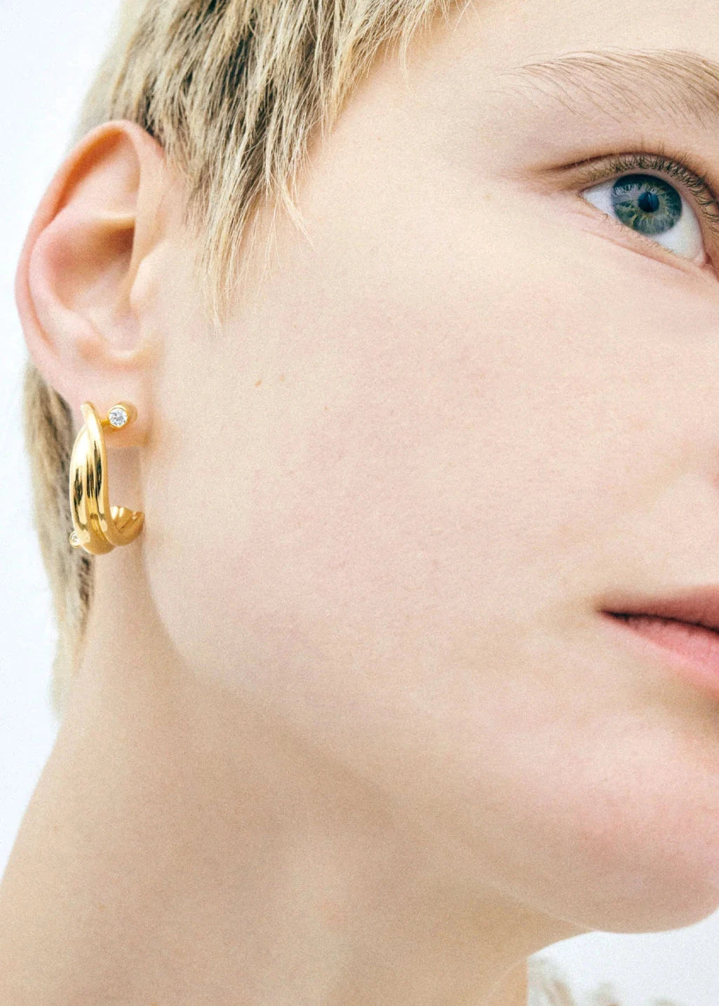 Completedworks // Brass With Silver Post Earrings / 18ct Gold Plated Womens Completedworks 