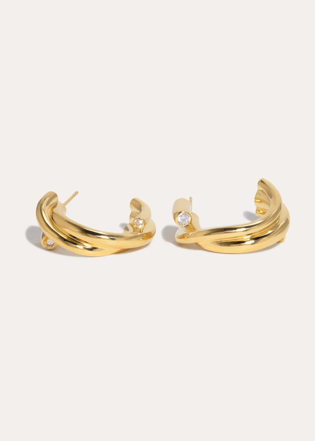 Completedworks // Brass With Silver Post Earrings / 18ct Gold Plated Womens Completedworks 