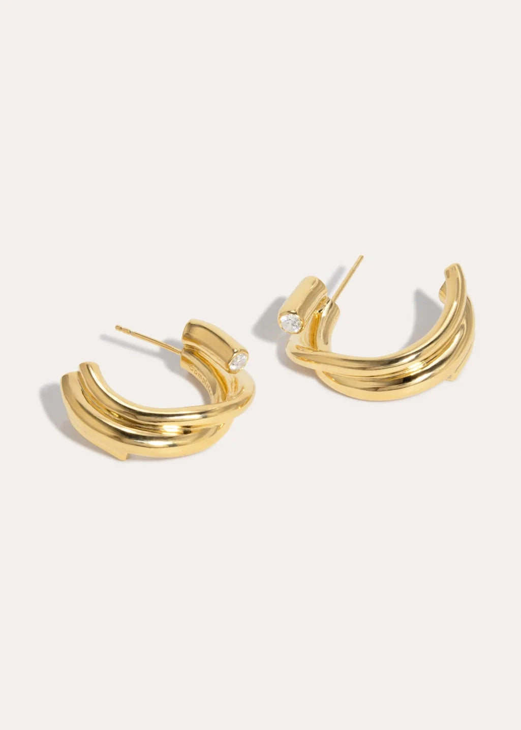 Completedworks // Brass With Silver Post Earrings / 18ct Gold Plated Womens Completedworks 