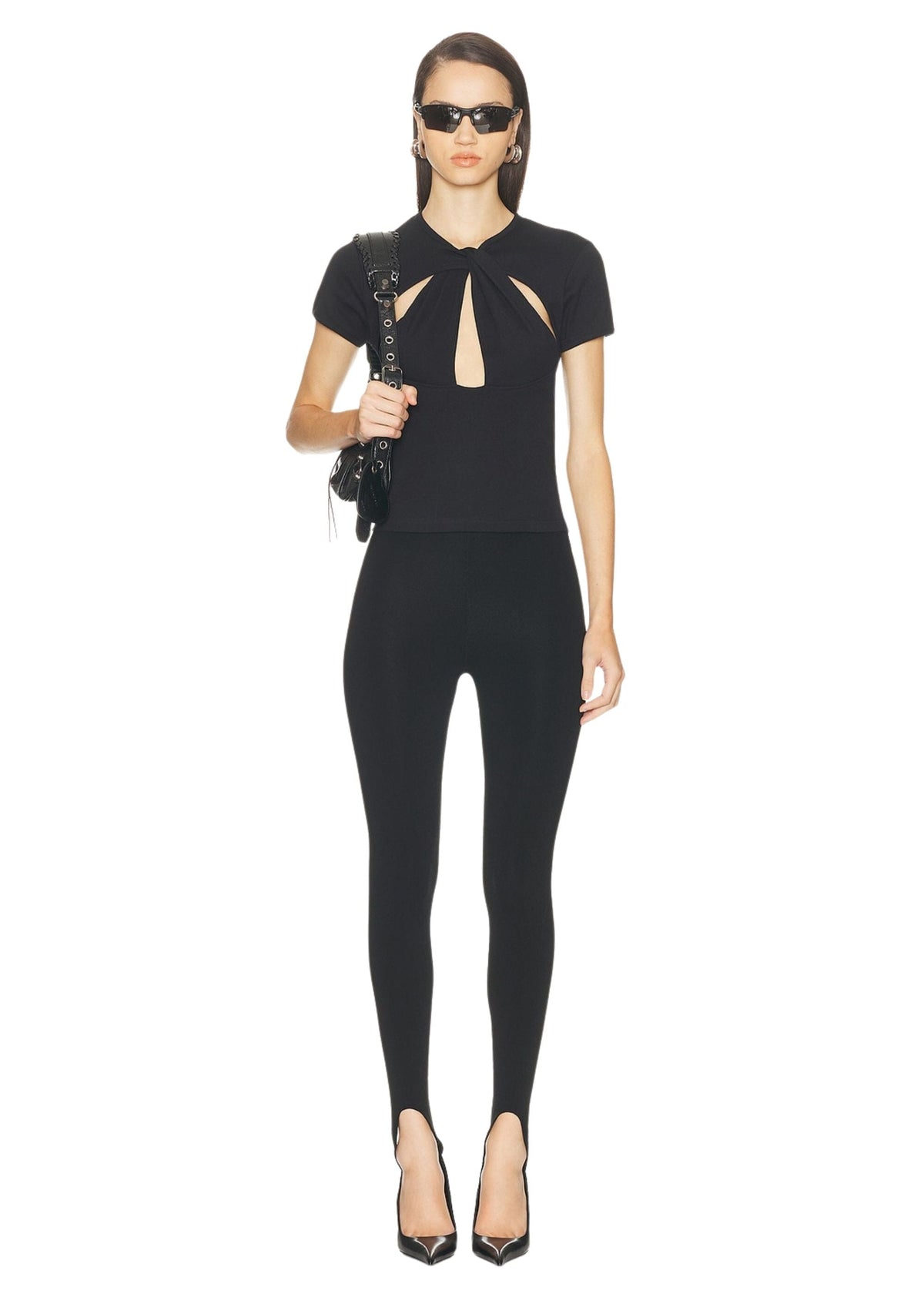 Coperni // Knitted Cut-out Baby Tee / Black Womens Coperni 