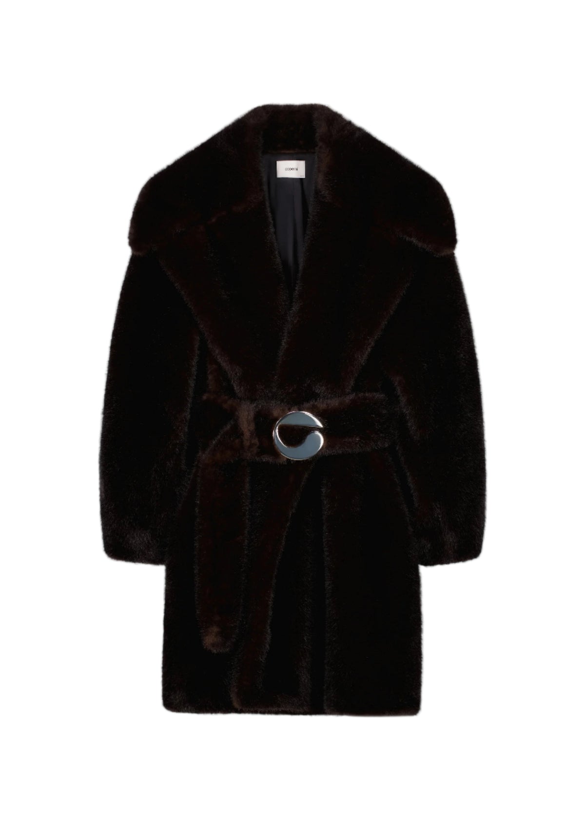 Coperni // Woven Faux Fur Belted Coat / Brown Womens Coperni 