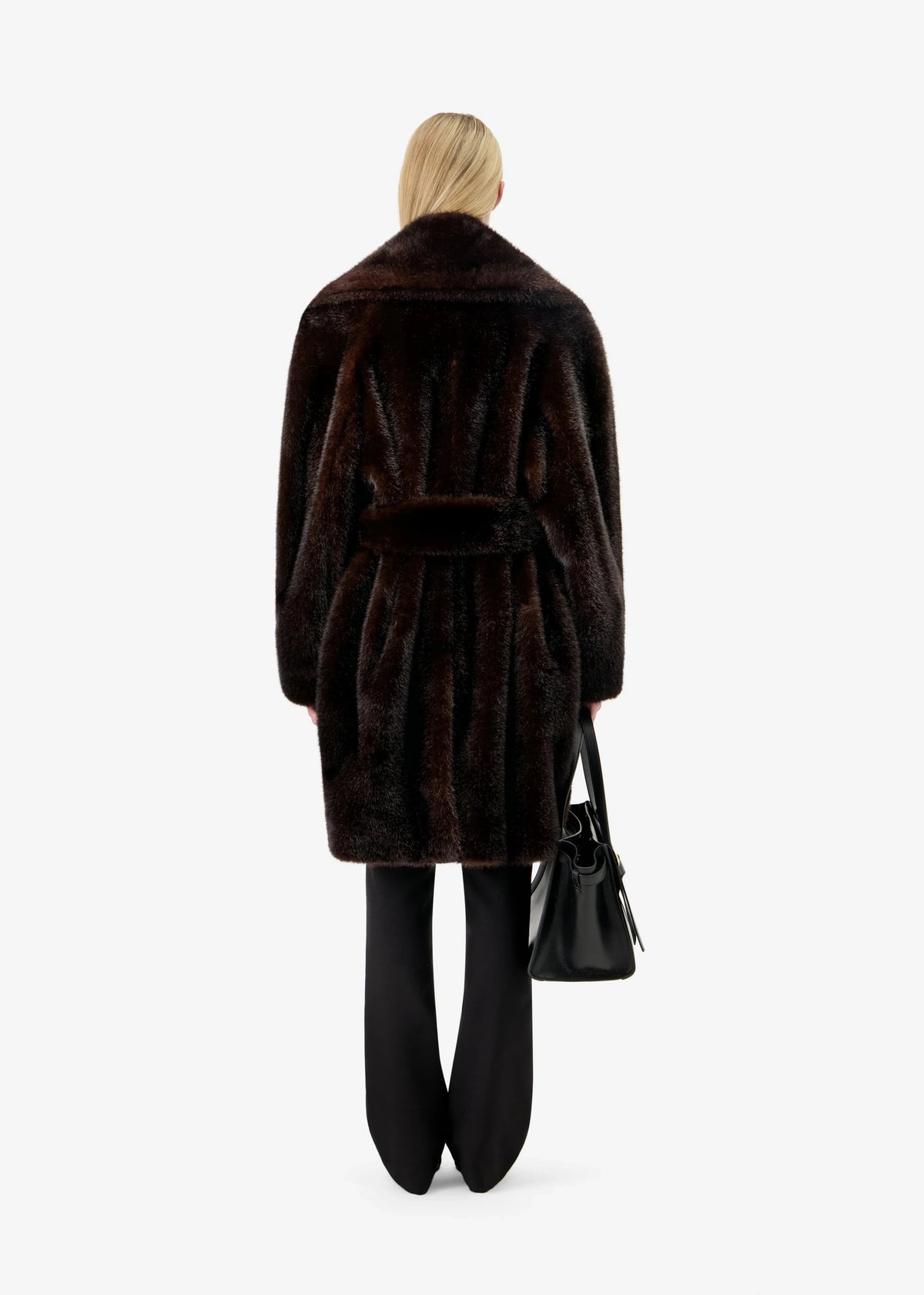 Coperni // Woven Faux Fur Belted Coat / Brown Womens Coperni 