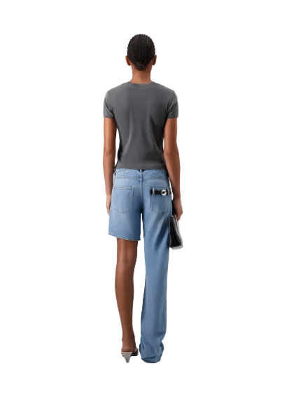 Coperni // Woven One-Leg Boyfriend Denim Pants / Blue Womens Coperni 
