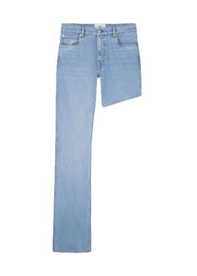 Coperni // Woven One-Leg Boyfriend Denim Pants / Blue Womens Coperni 