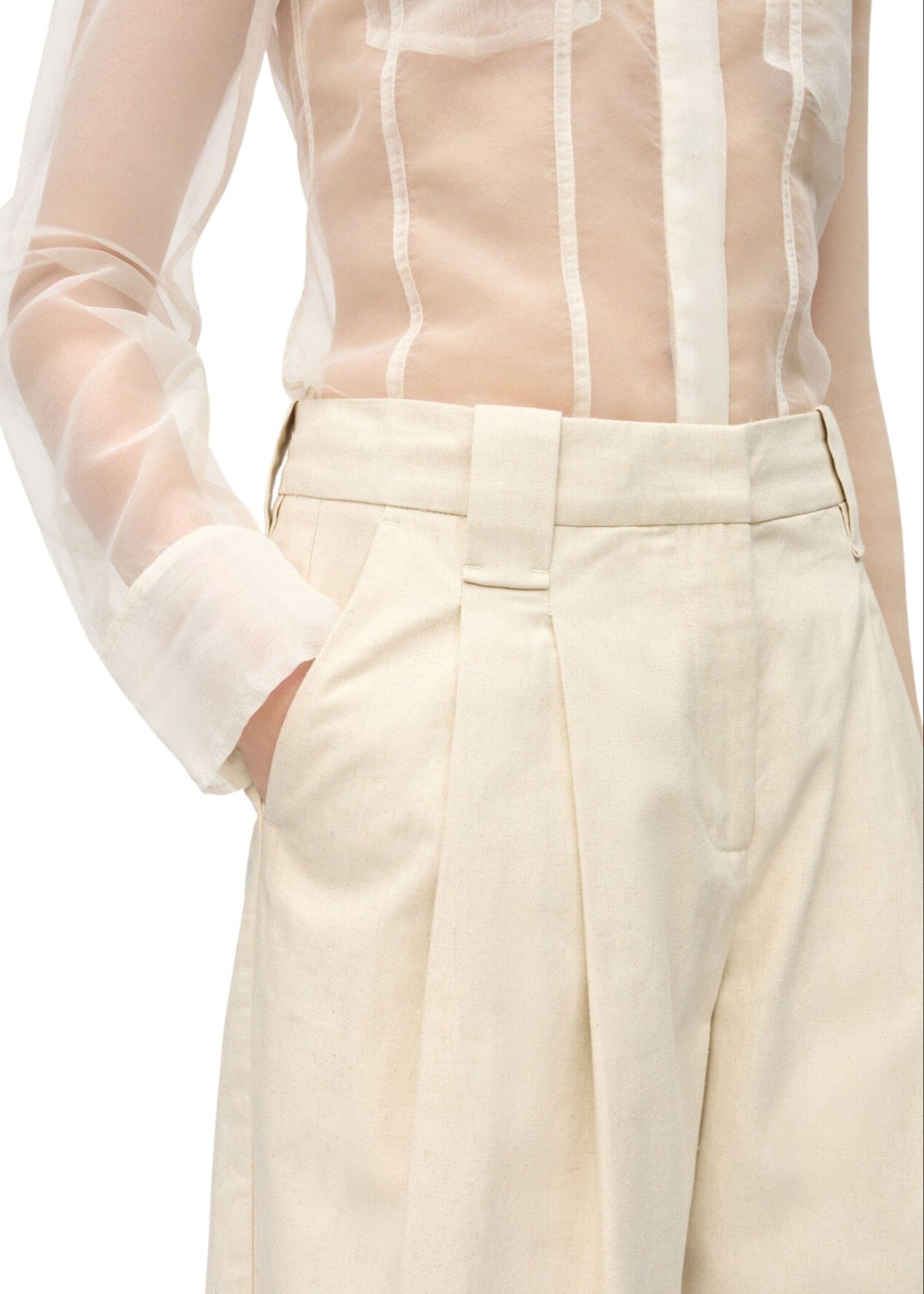 Cotton Melange Tailoring Wide Shorts / Angora Womens GANNI 