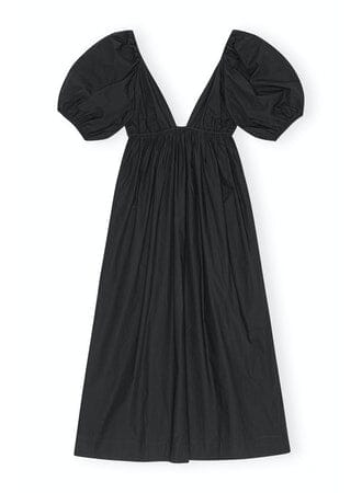 Cotton Poplin Long Dress / Black Womens GANNI 