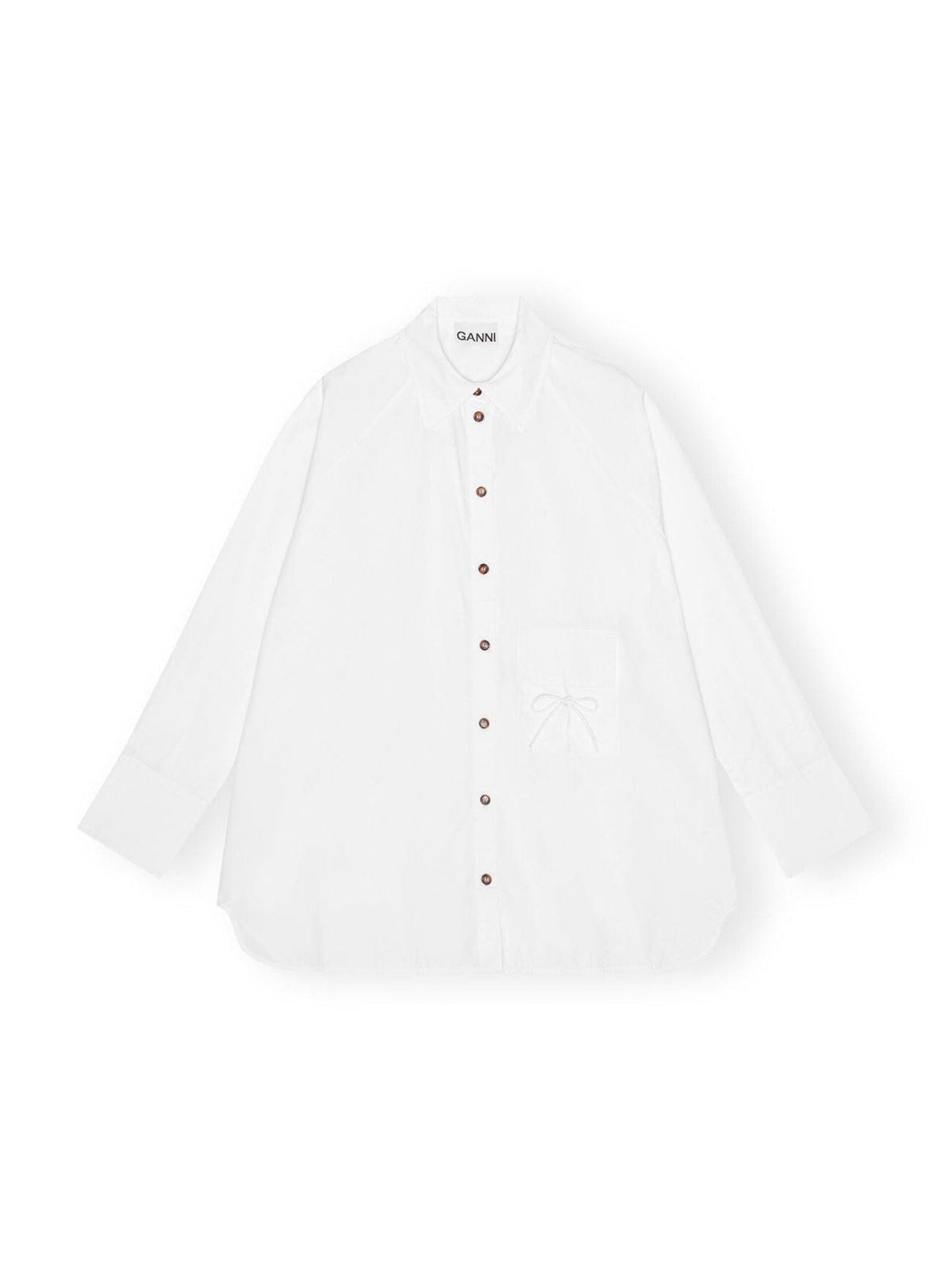 Cotton Poplin Oversize Raglan Shirt / Bright White Womens GANNI 