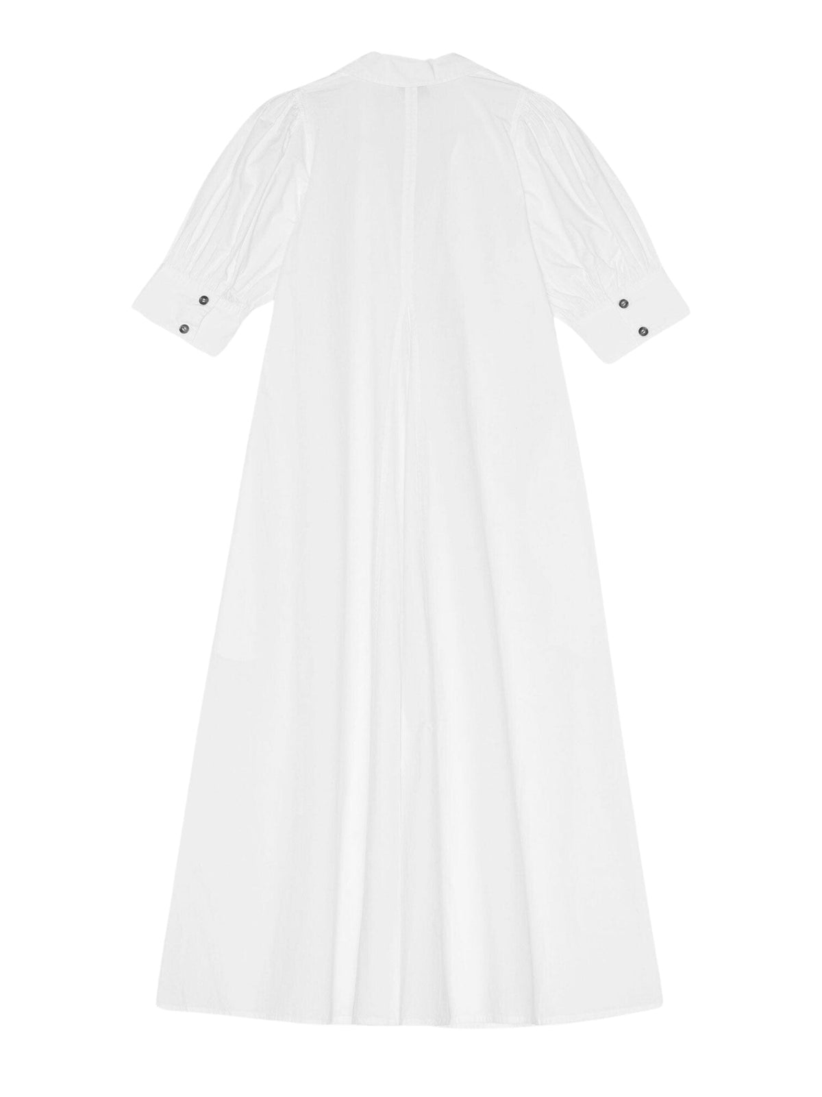 Cotton Poplin V-Neck Maxi Dress / Bright White Womens GANNI 