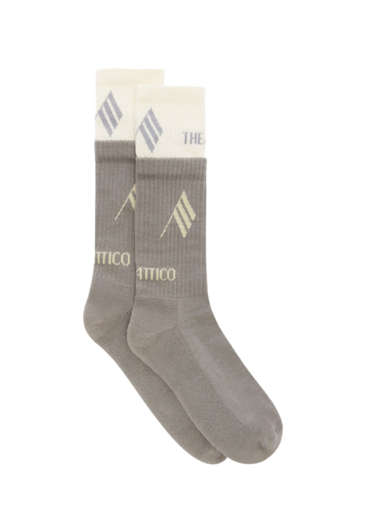 タイツ・ソックス THE ATTICO Logo socks The Attico Women's Logo Sports Socks in White/Black The Attico