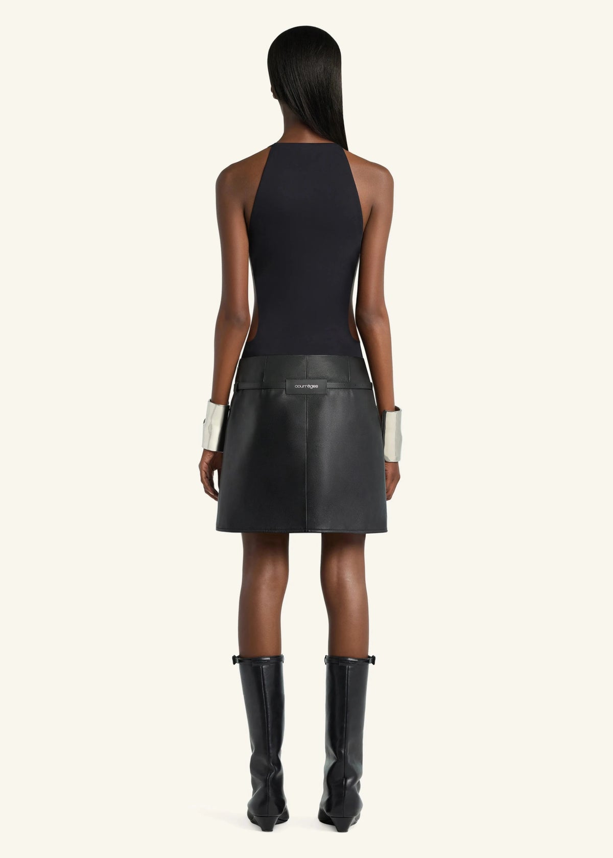 Courreges // 2-Pocket Leather Mini Skirt / Black Womens Courreges 
