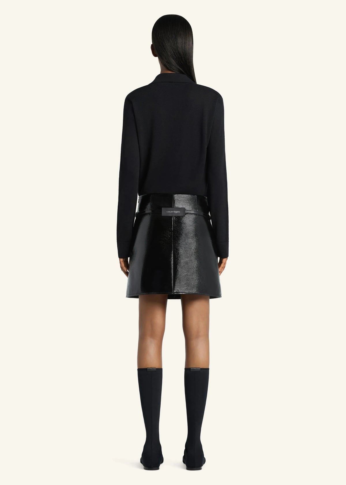 Courreges // 2-Pocket Vinyl Skirt / Black Womens Courreges 