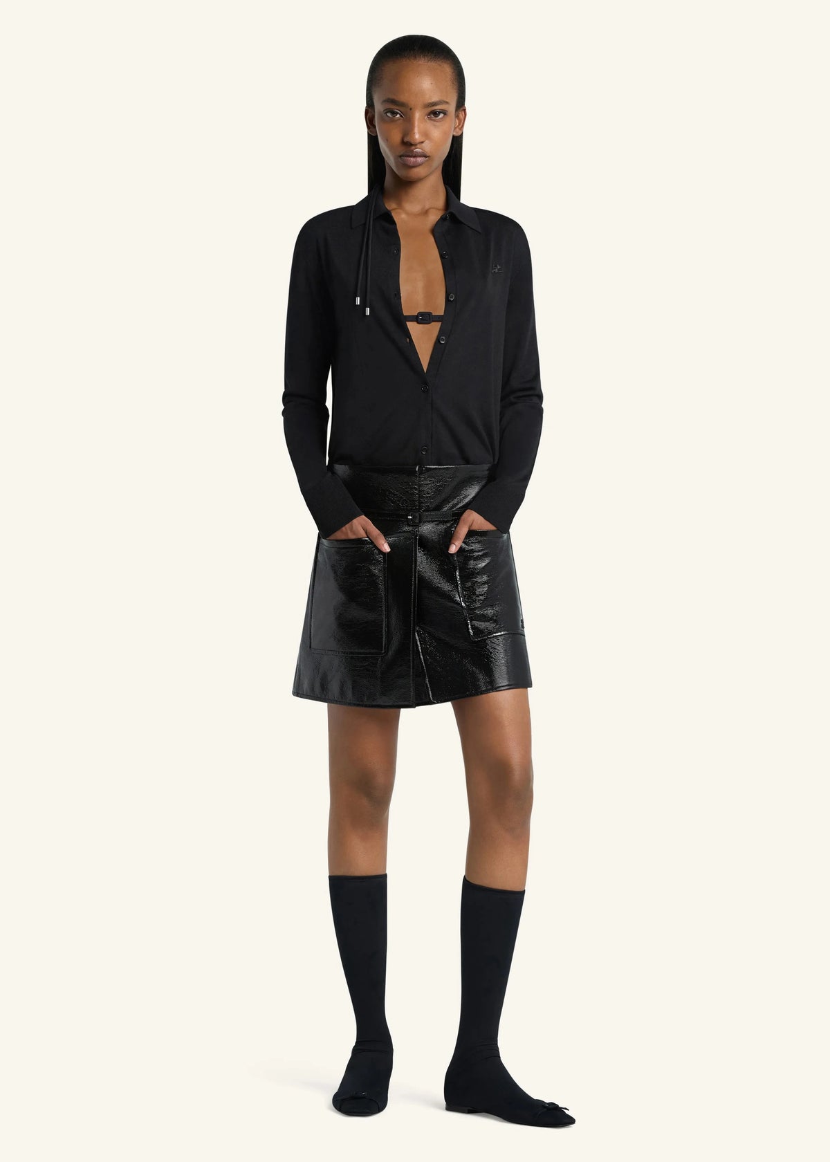 Courreges // 2-Pocket Vinyl Skirt / Black Womens Courreges 