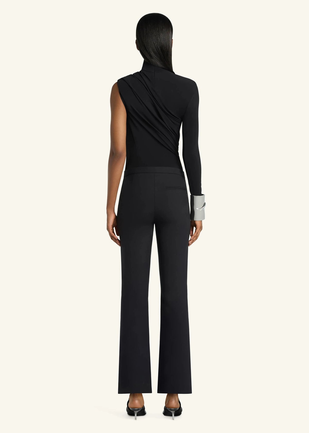 Courreges // Asymmetrical Twist Jersey Top / Black Womens Courreges 