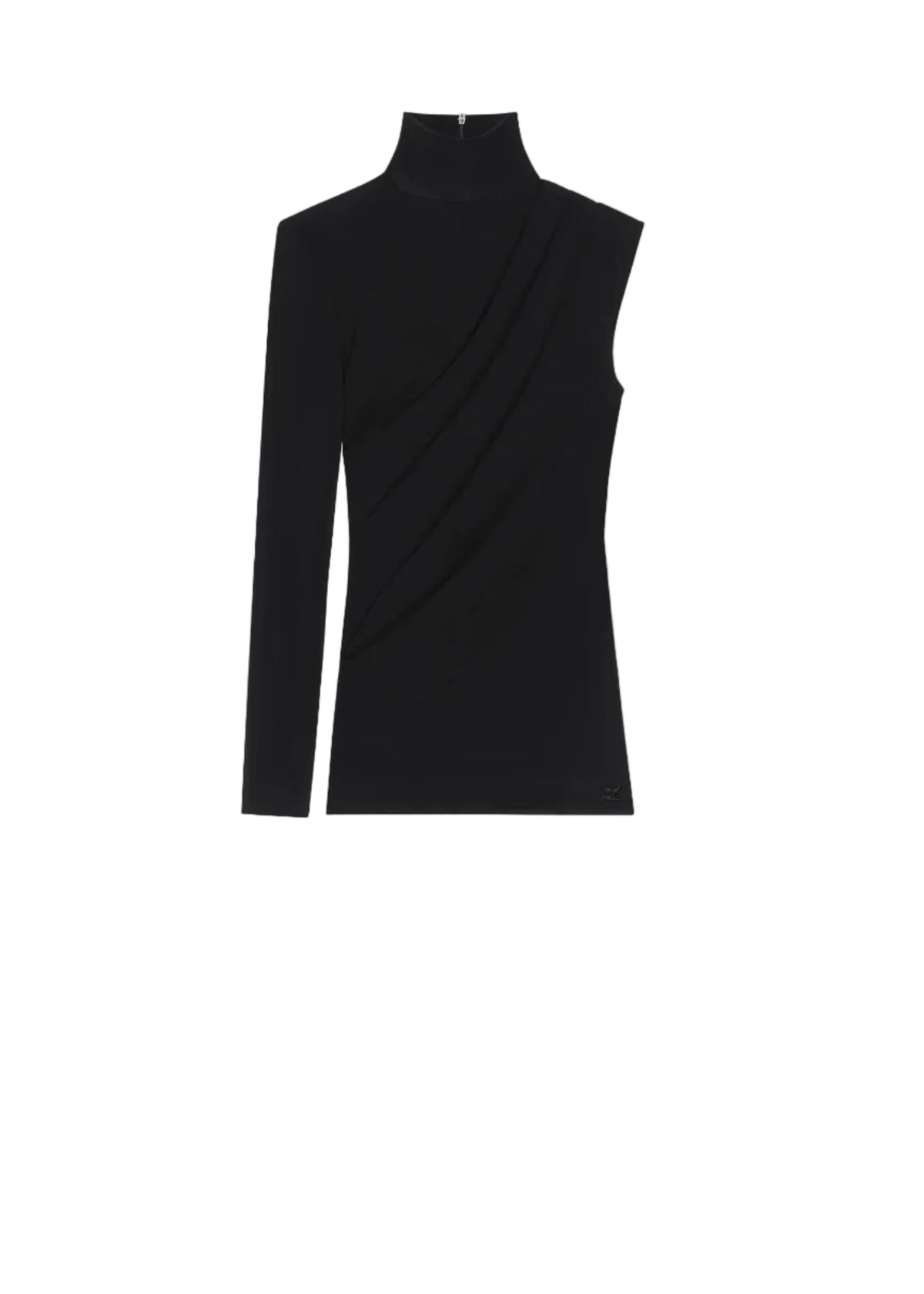 Courreges // Asymmetrical Twist Jersey Top / Black Womens Courreges 