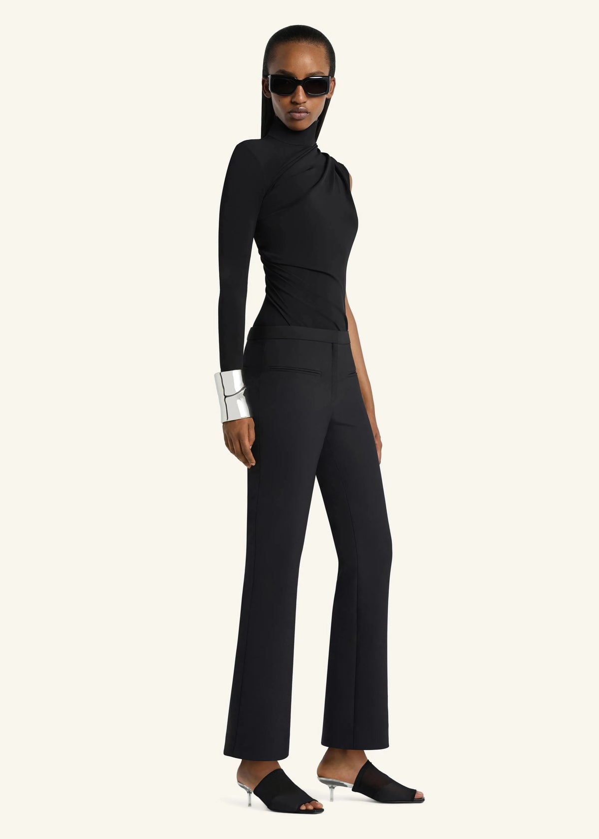 Courreges // Asymmetrical Twist Jersey Top / Black Womens Courreges 