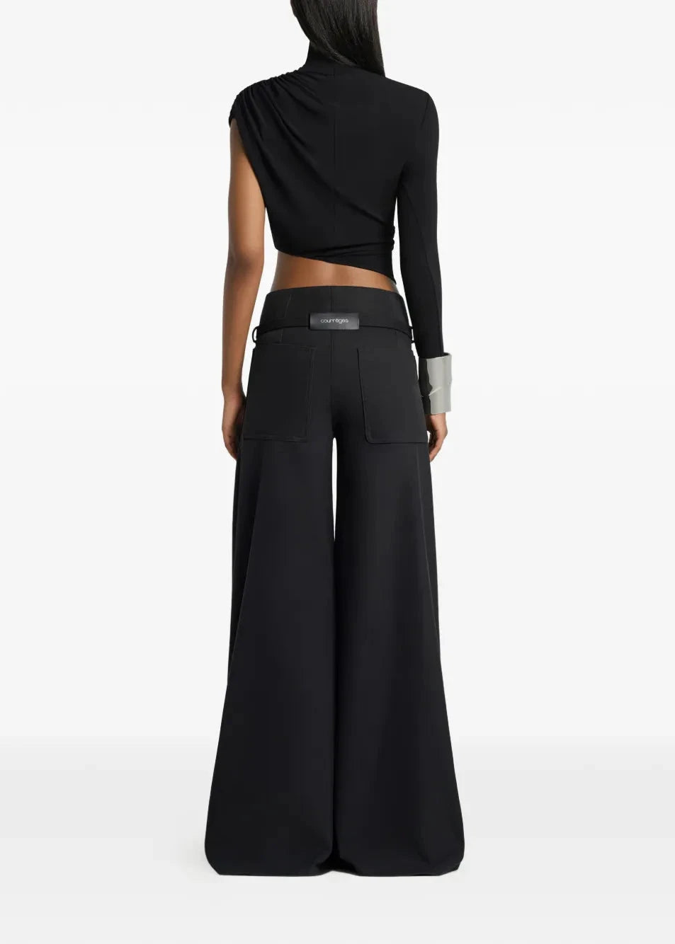 Courreges // Asymmetrical Twist Jersey Top / Black Womens Courreges 