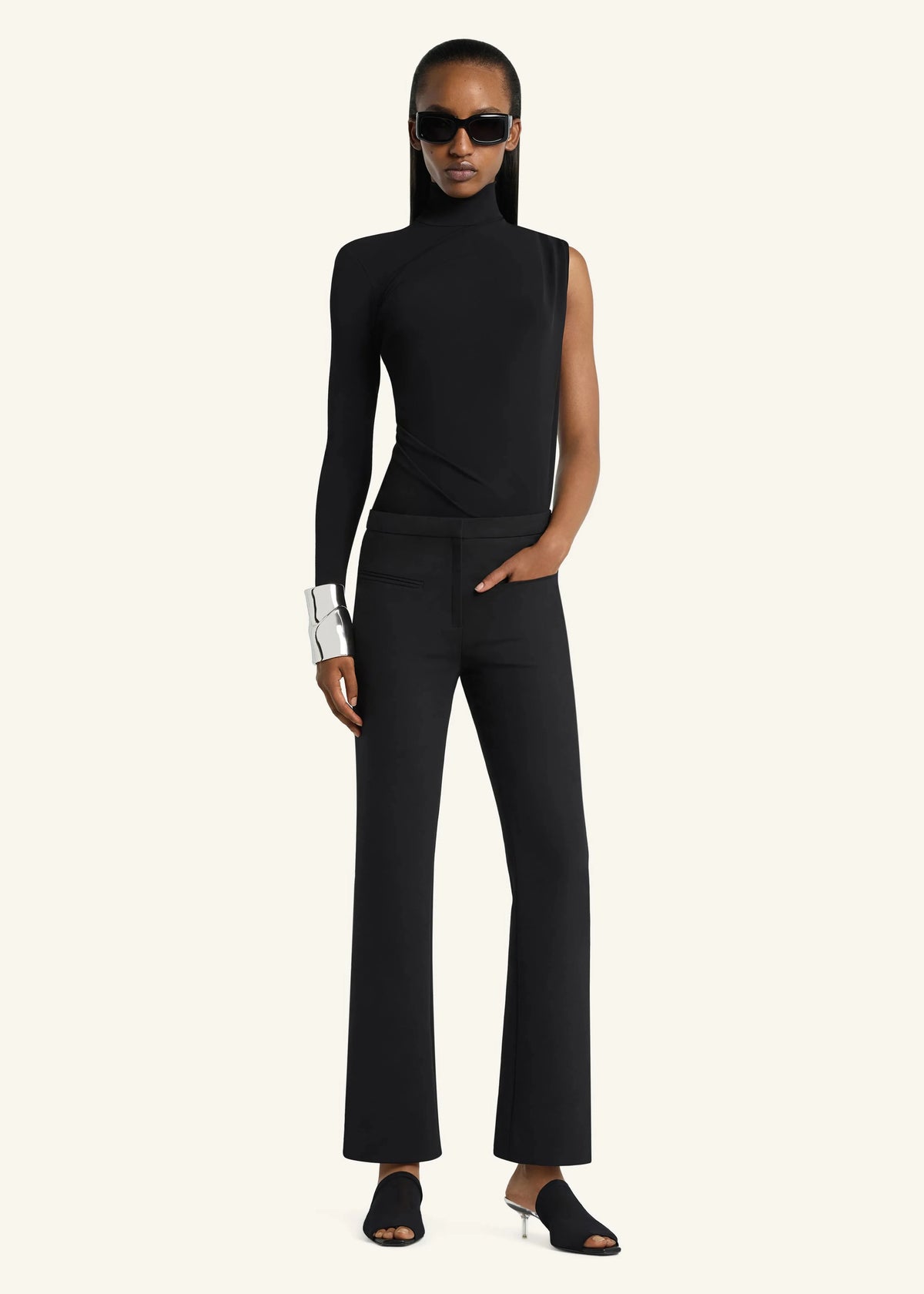 Courreges // Asymmetrical Twist Jersey Top / Black Womens Courreges 