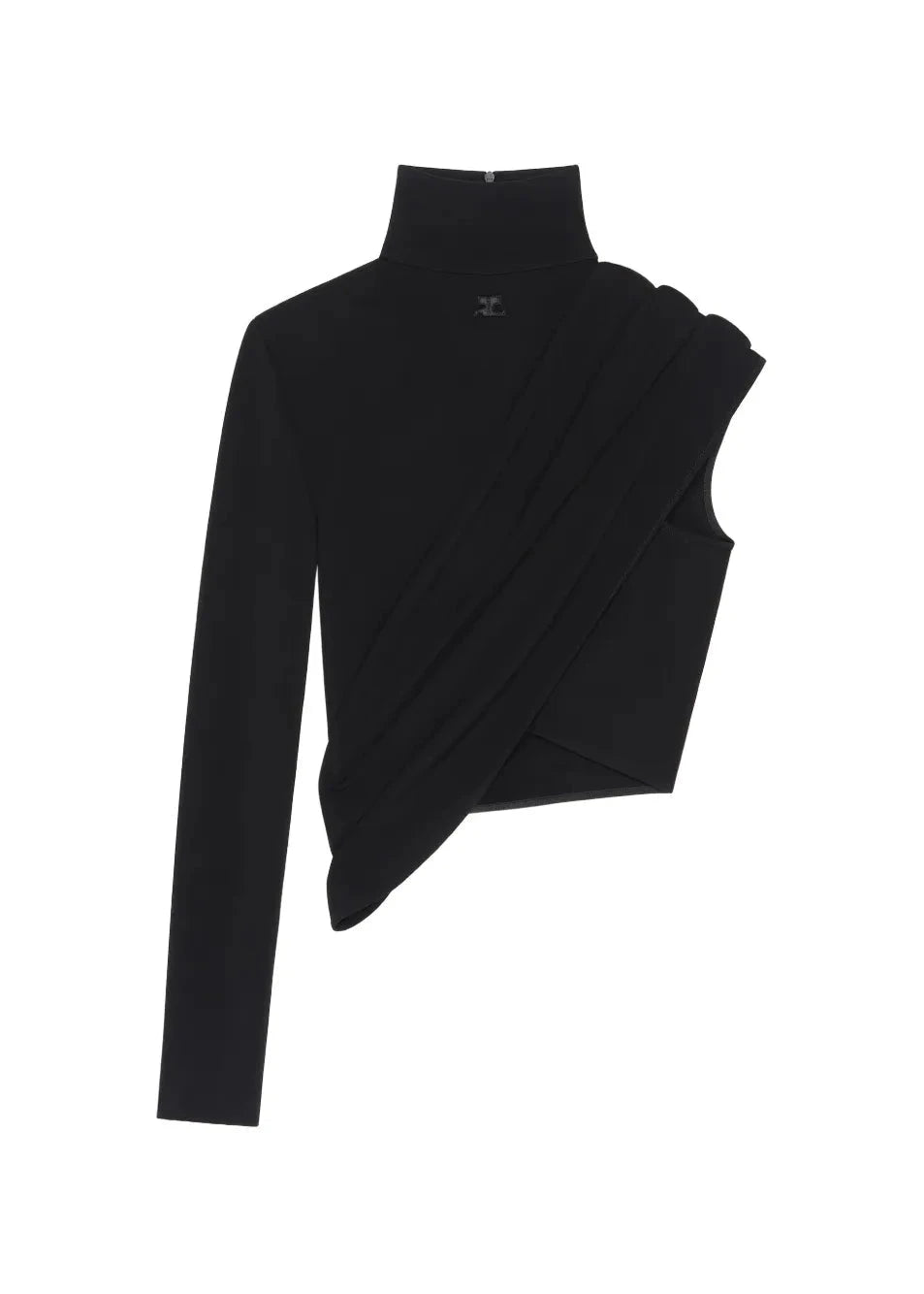 Courreges // Asymmetrical Twist Jersey Top / Black Womens Courreges 