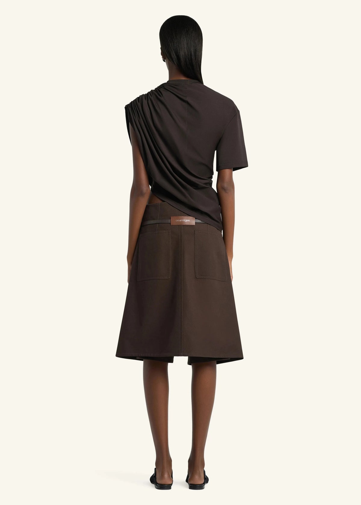 Courreges // Asymmetrical Twist T-Shirt / Chocolate Womens Courreges 