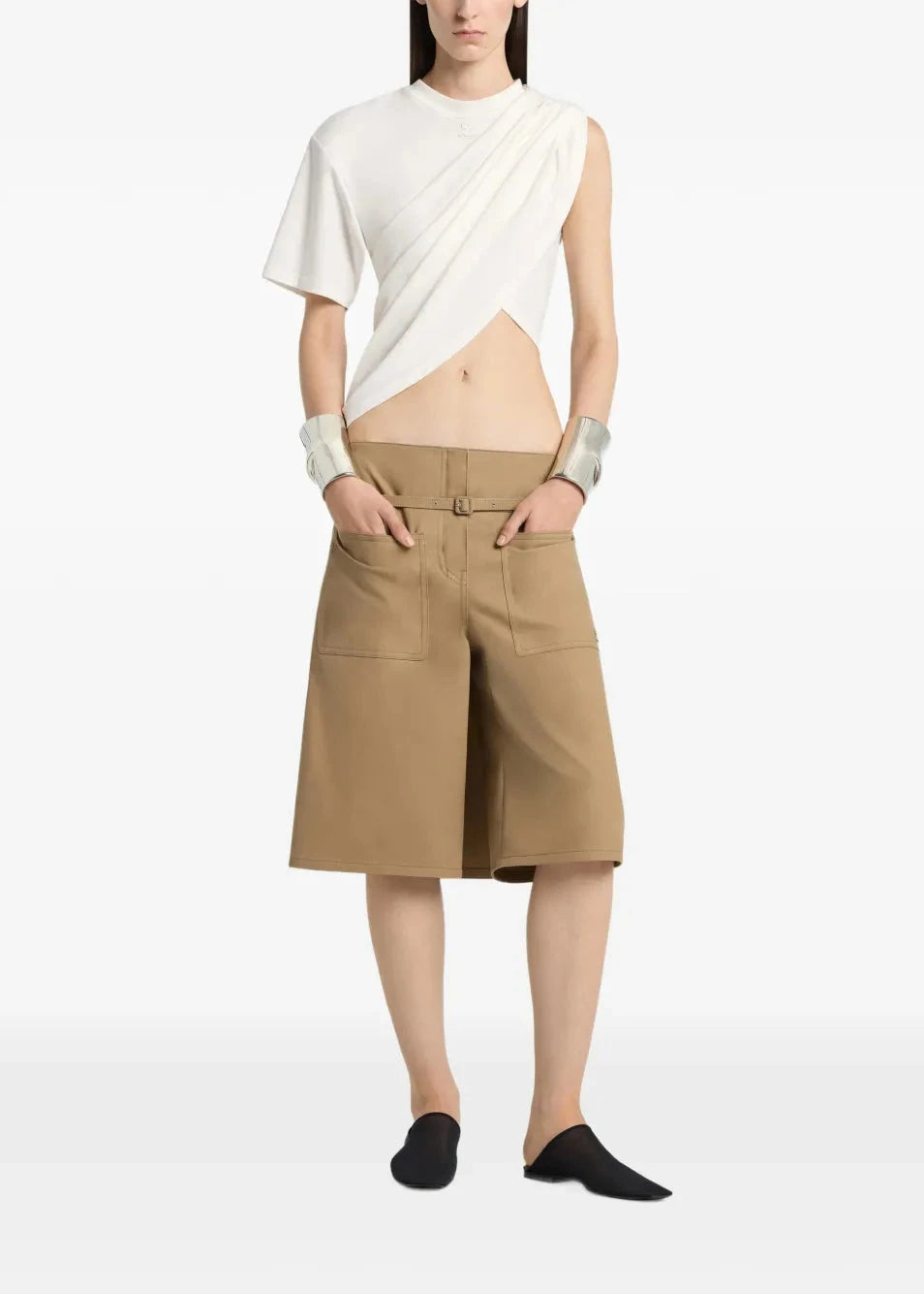 Courreges // Asymmetrical Twist T-Shirt / Heritage White Womens Courreges 