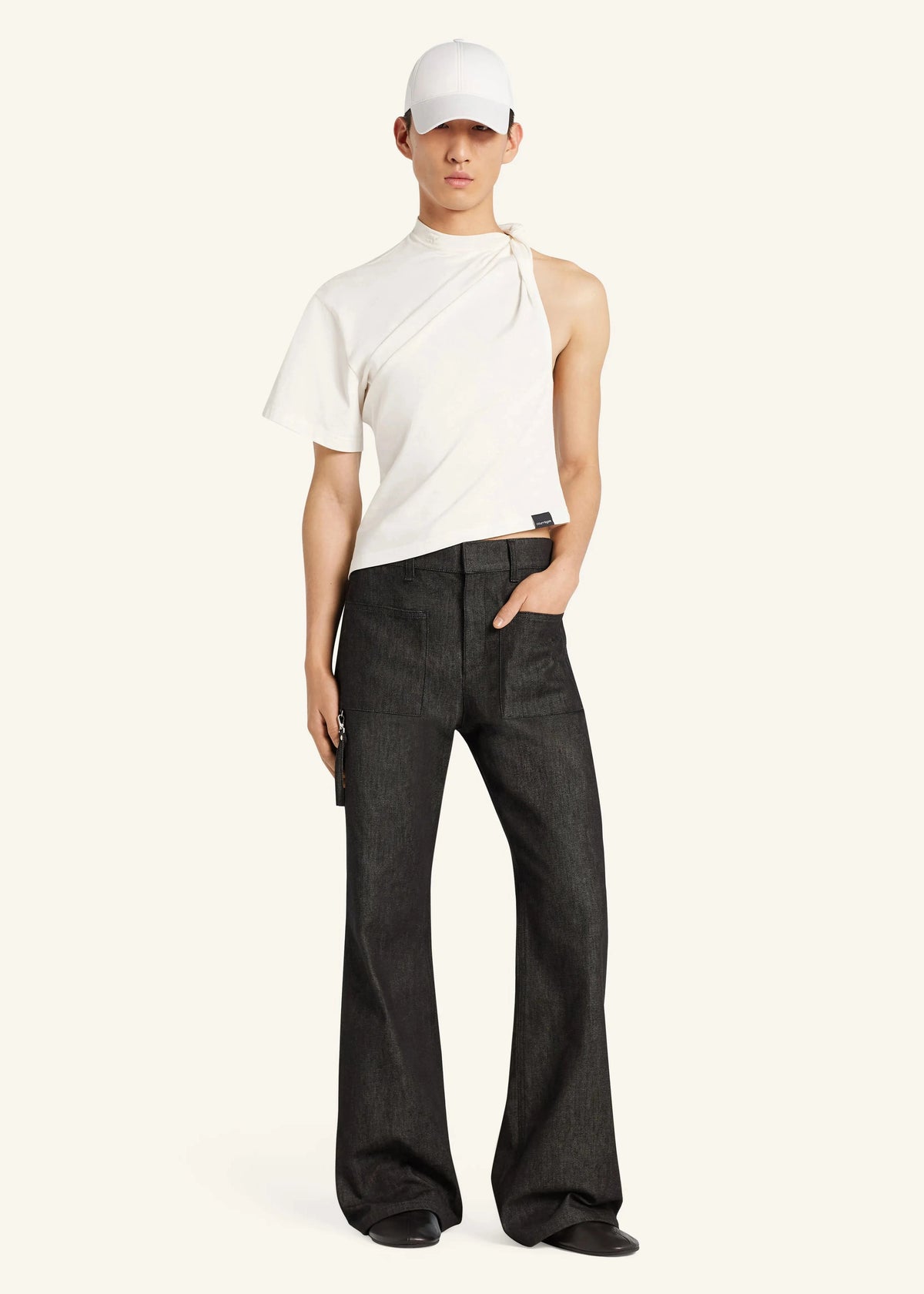 Courreges // Asymmetrical Twist T-Shirt / Heritage White Womens Courreges 