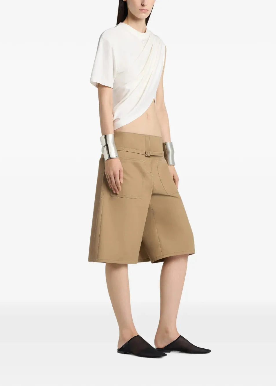 Courreges // Asymmetrical Twist T-Shirt / Heritage White Womens Courreges 